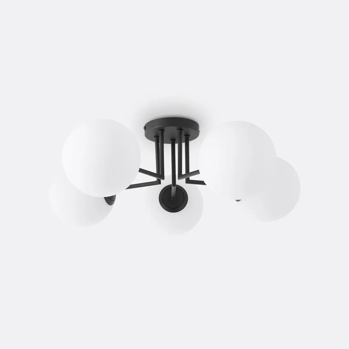 Atea 5-Globe Ceiling Light - Black, Opaline Glass product