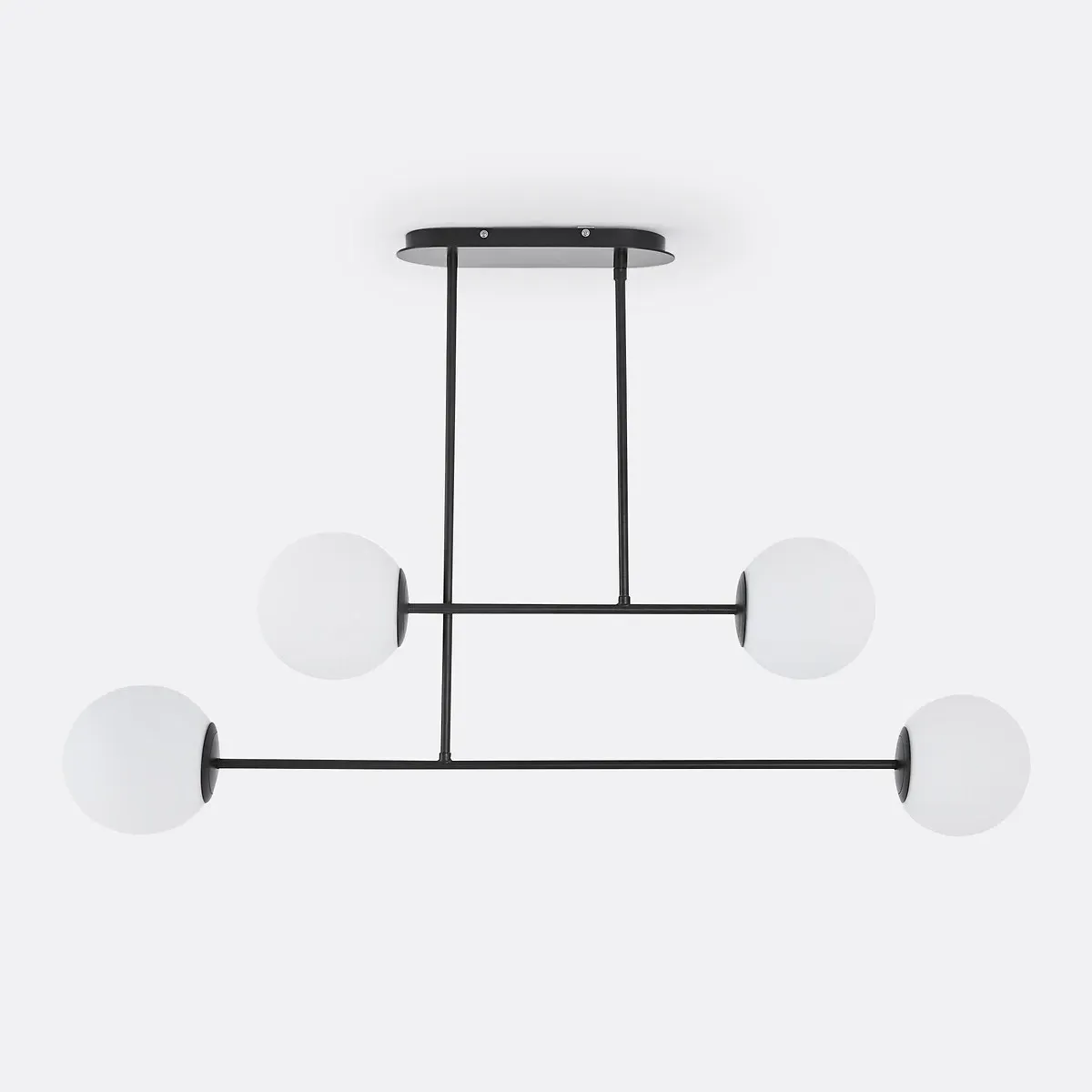 Atea Ceiling Light with Swivel Arm - Black, Metal & Opaline Glass product