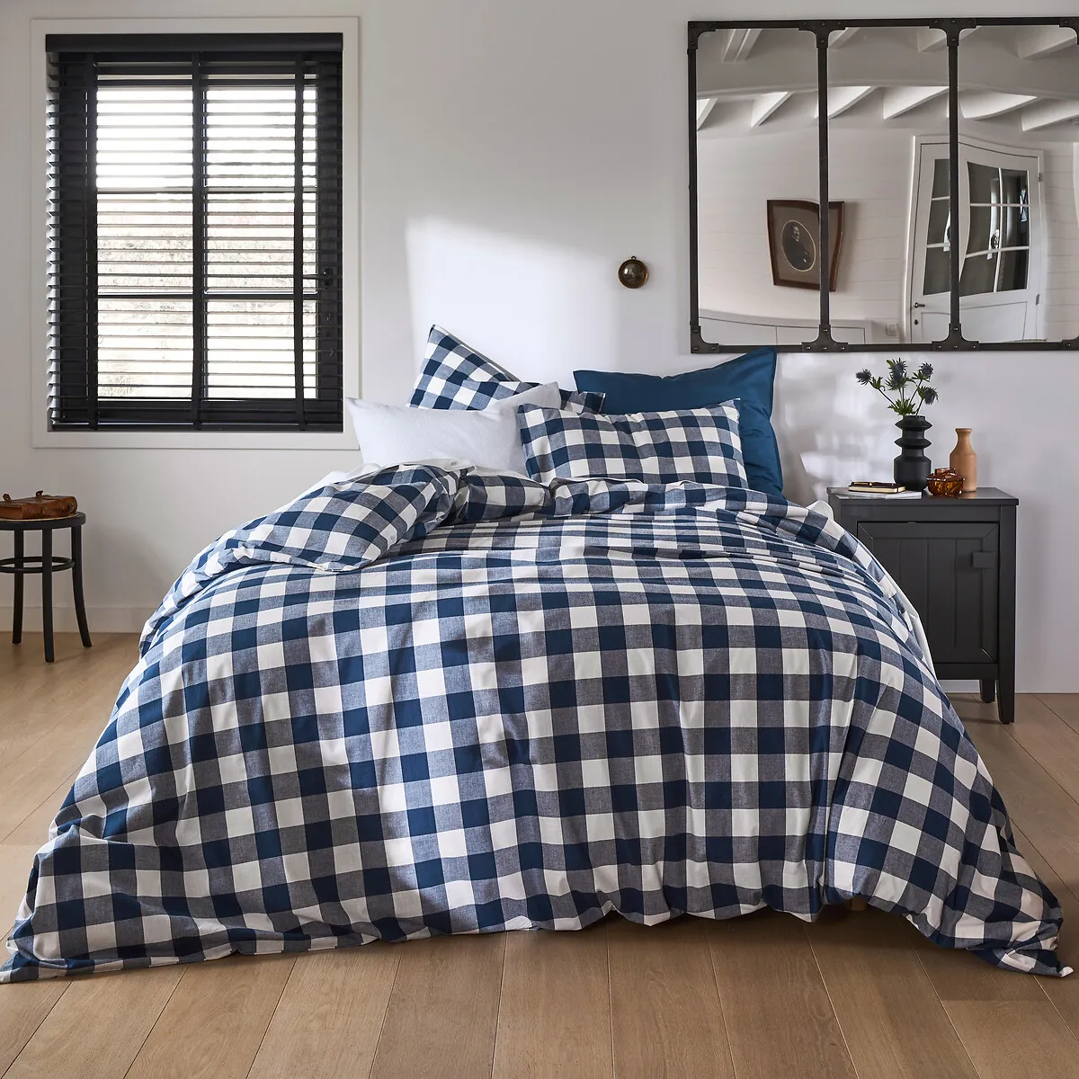 Aveiro Gingham Pillowcase - Blue, Cotton alternate view