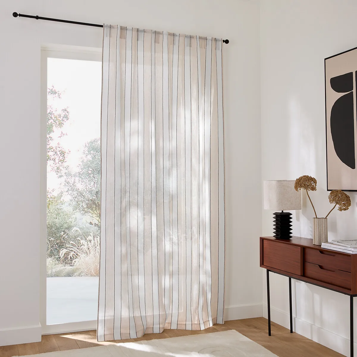 Avori Striped Voile Panel with Concealed Tabs - Ecru, Linen alternate view