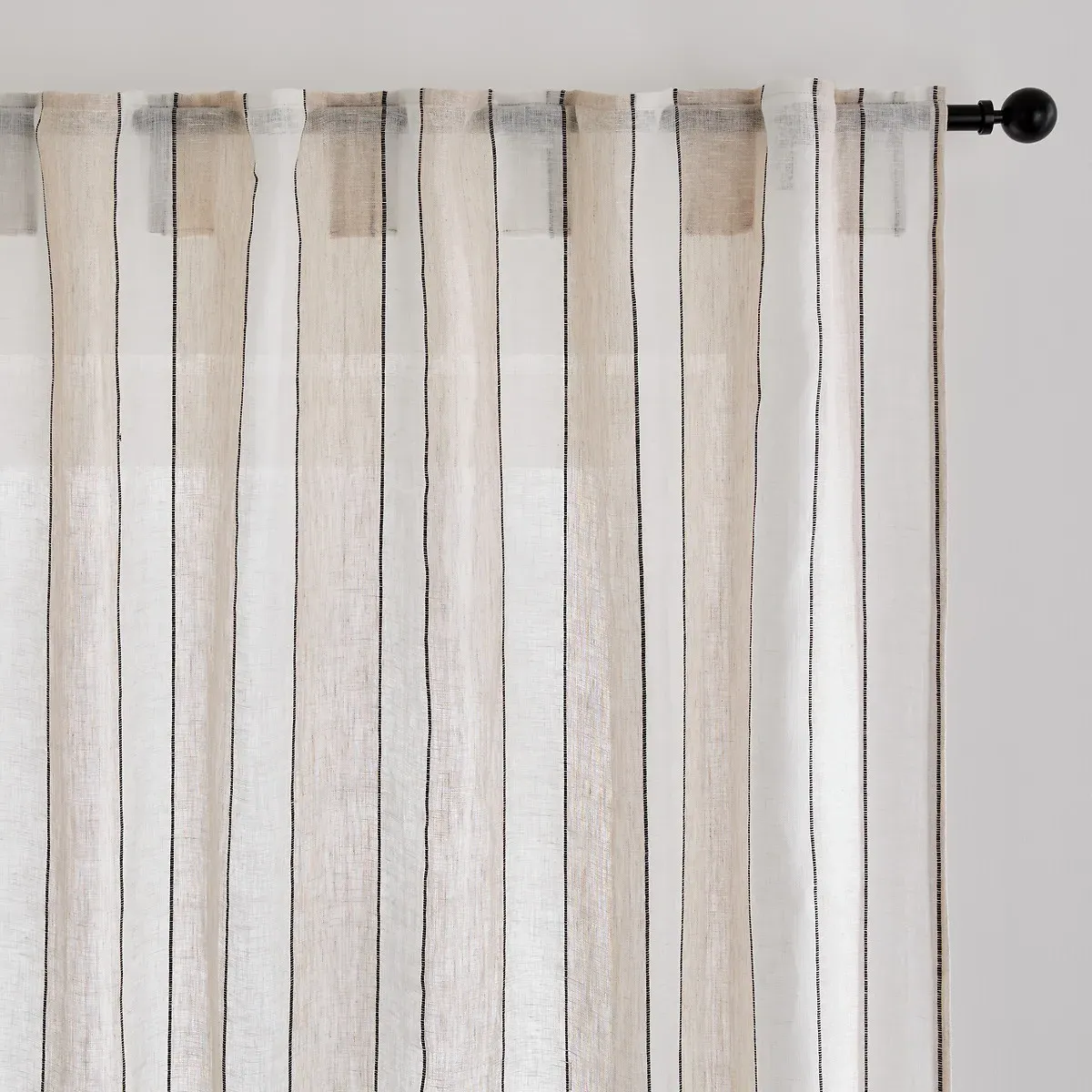 Avori Striped Voile Panel with Concealed Tabs - Ecru, Linen product