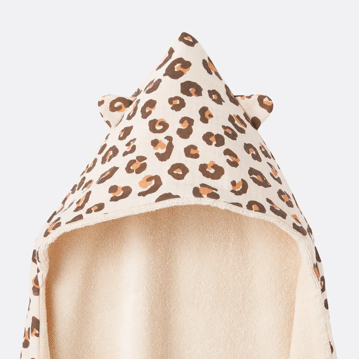 Azhar Bath Cape with Hood - Leopard Print, Cotton Muslin alternate view