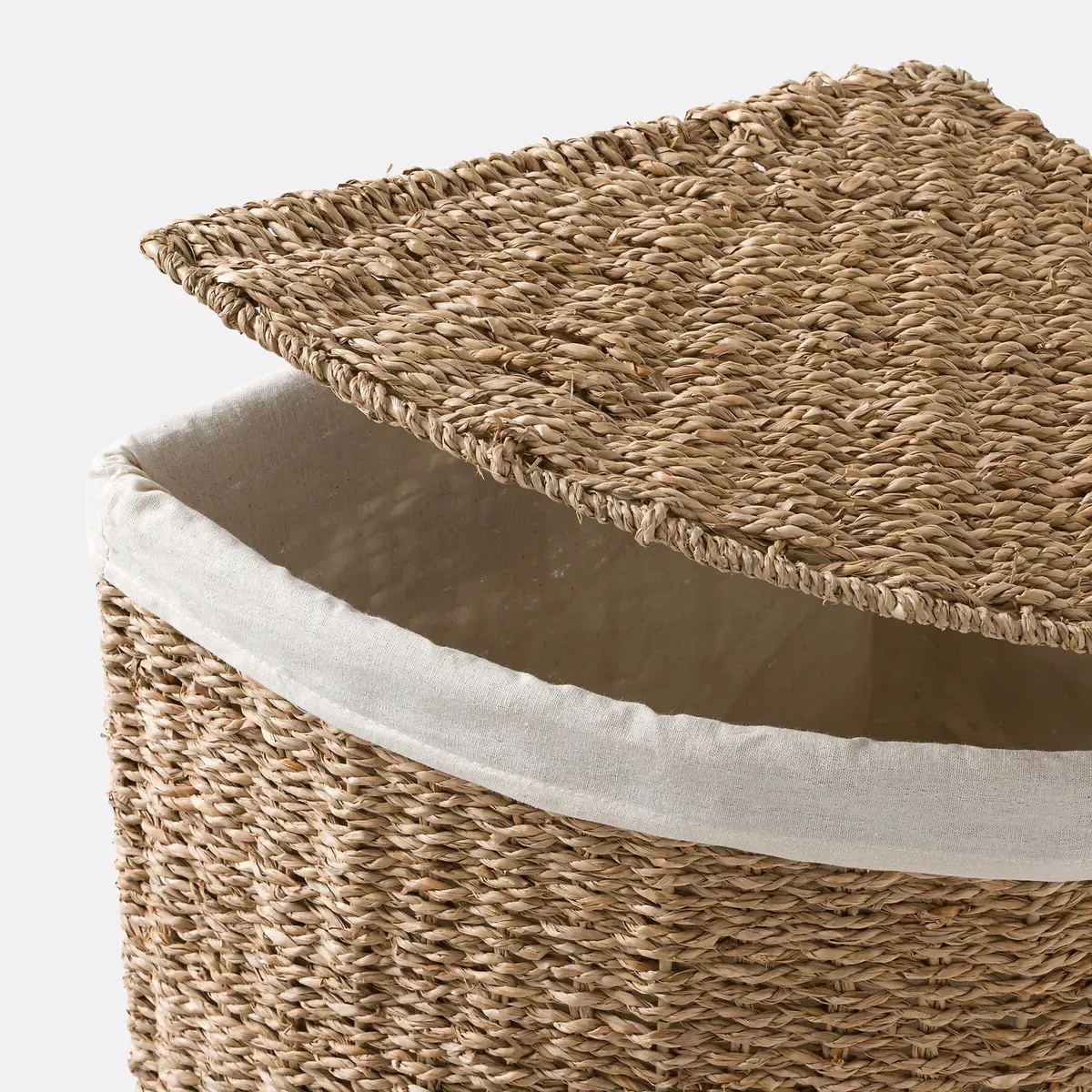 Azuro Corner Laundry Basket with Lid - Natural, Seagrass alternate view