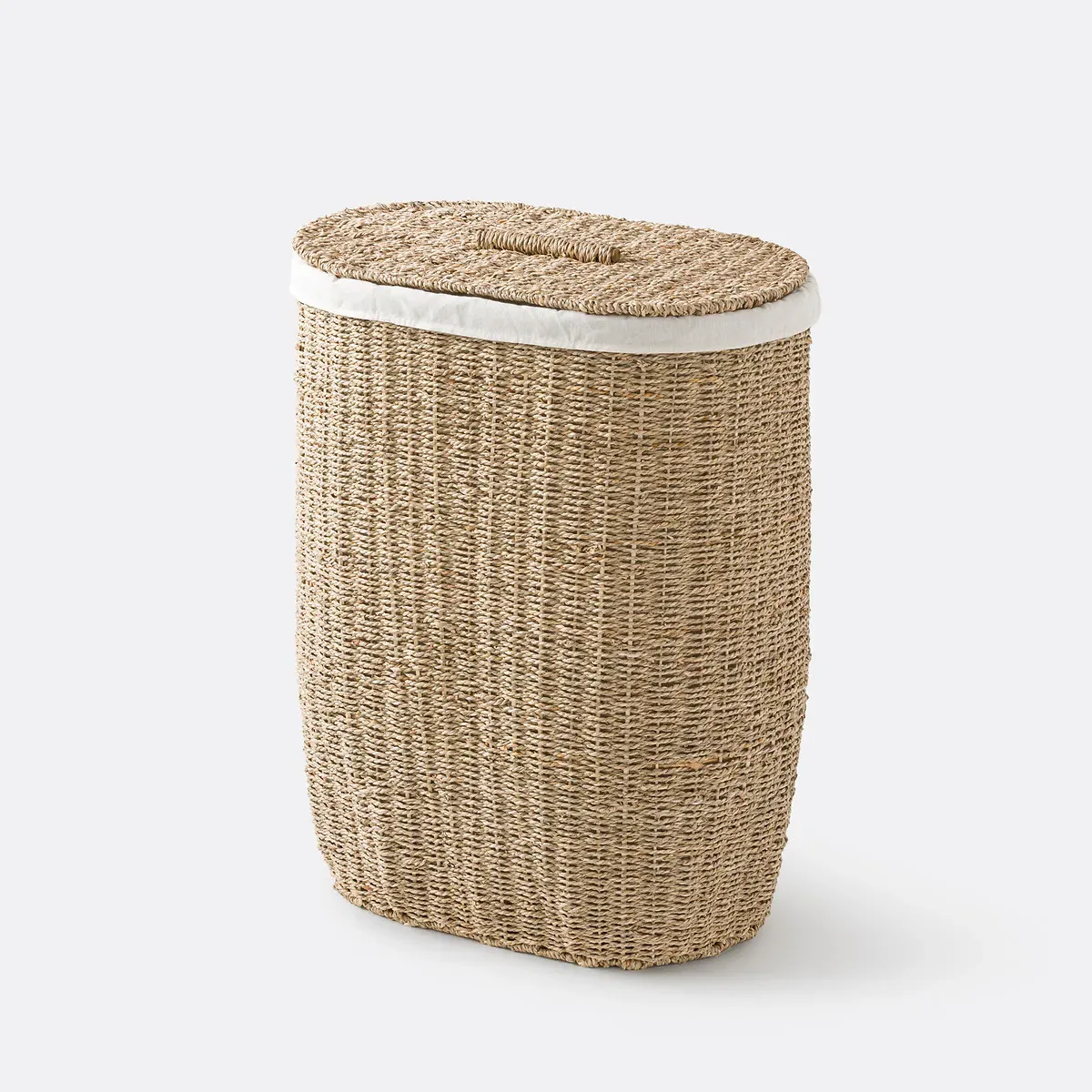 Azuro Oval Laundry Basket with Lid - Natural, Seagrass product