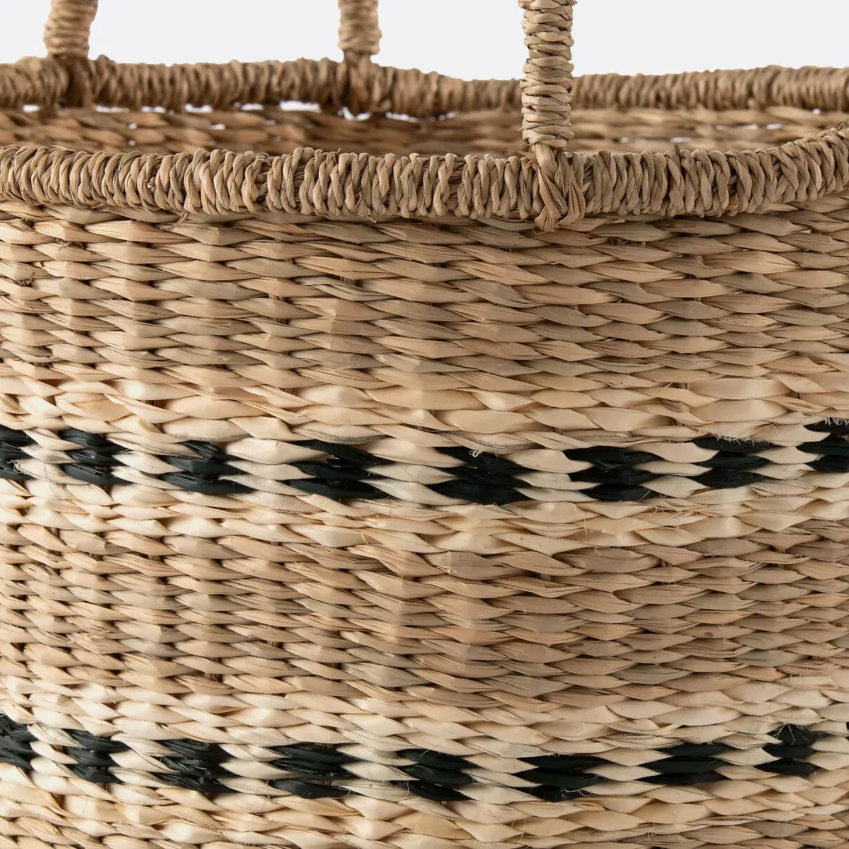 Azzu Round Braided Seagrass Basket - Natural, Black alternate view