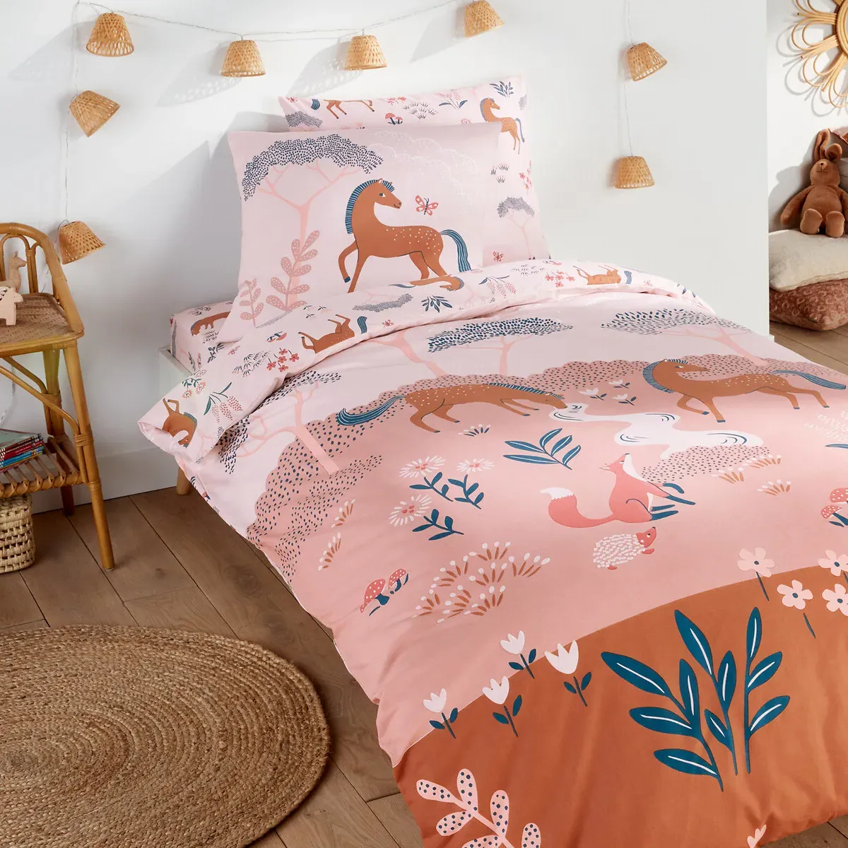 Bagatelle Fitted Sheet - Pink Print, Cotton alternate view