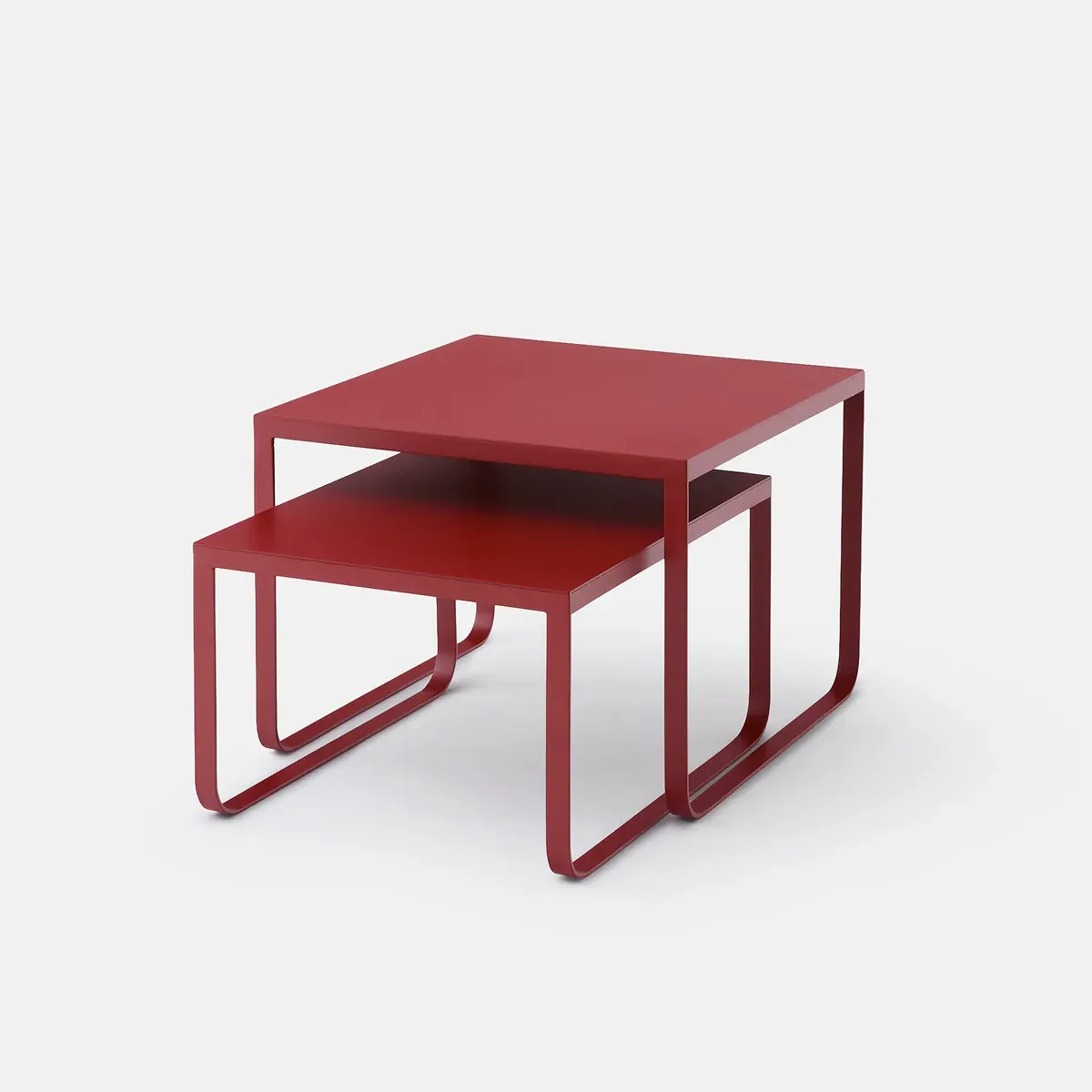 Bahi Set of 2 Nesting Coffee Tables - Burgundy, Steel product