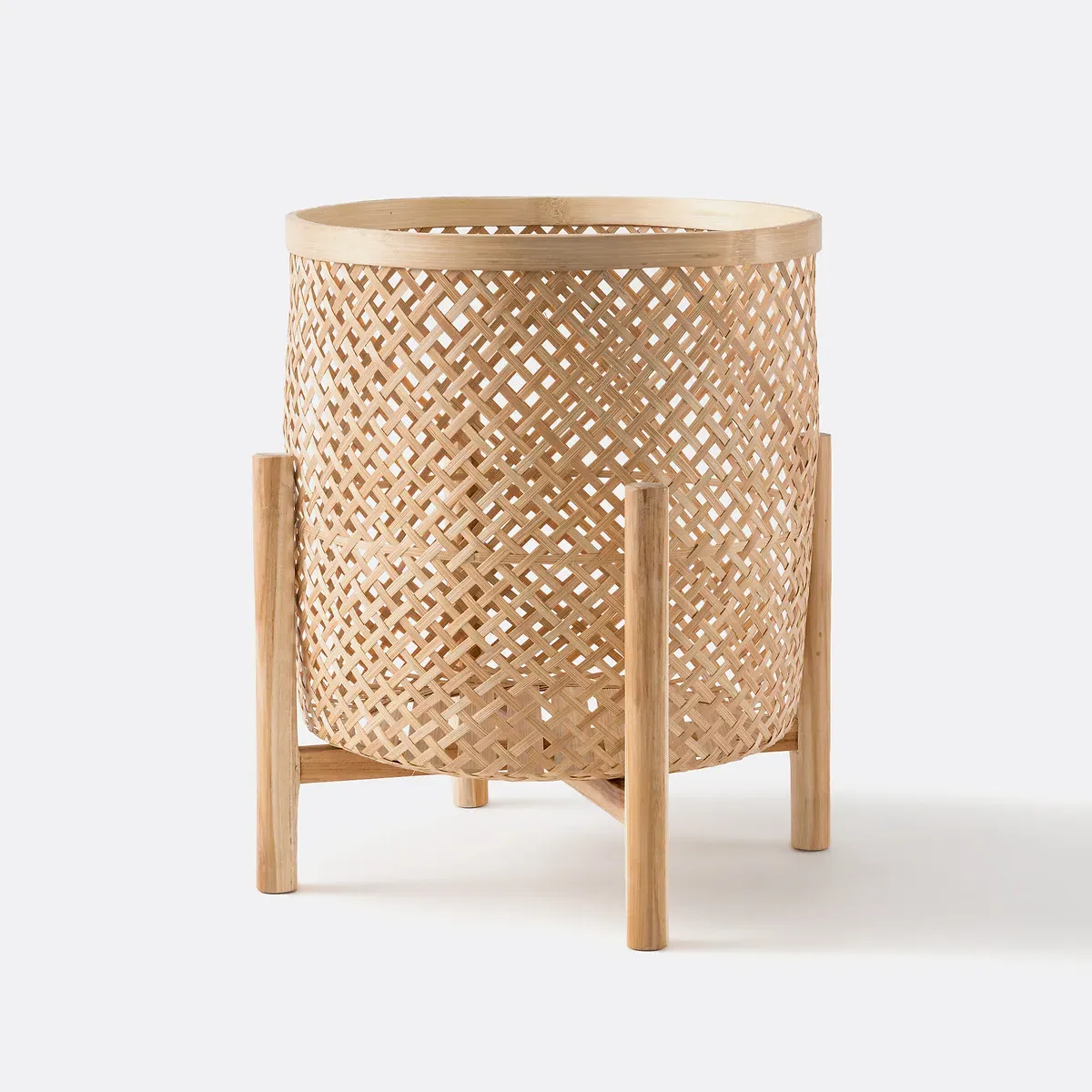 Bambu Round Flowerpot with Stand - Natural, Bamboo product
