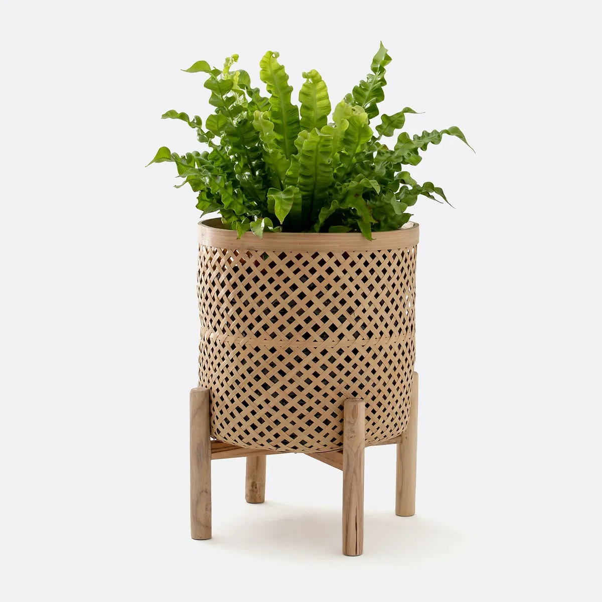 Bambu Round Raised Planter - Natural, Bamboo product