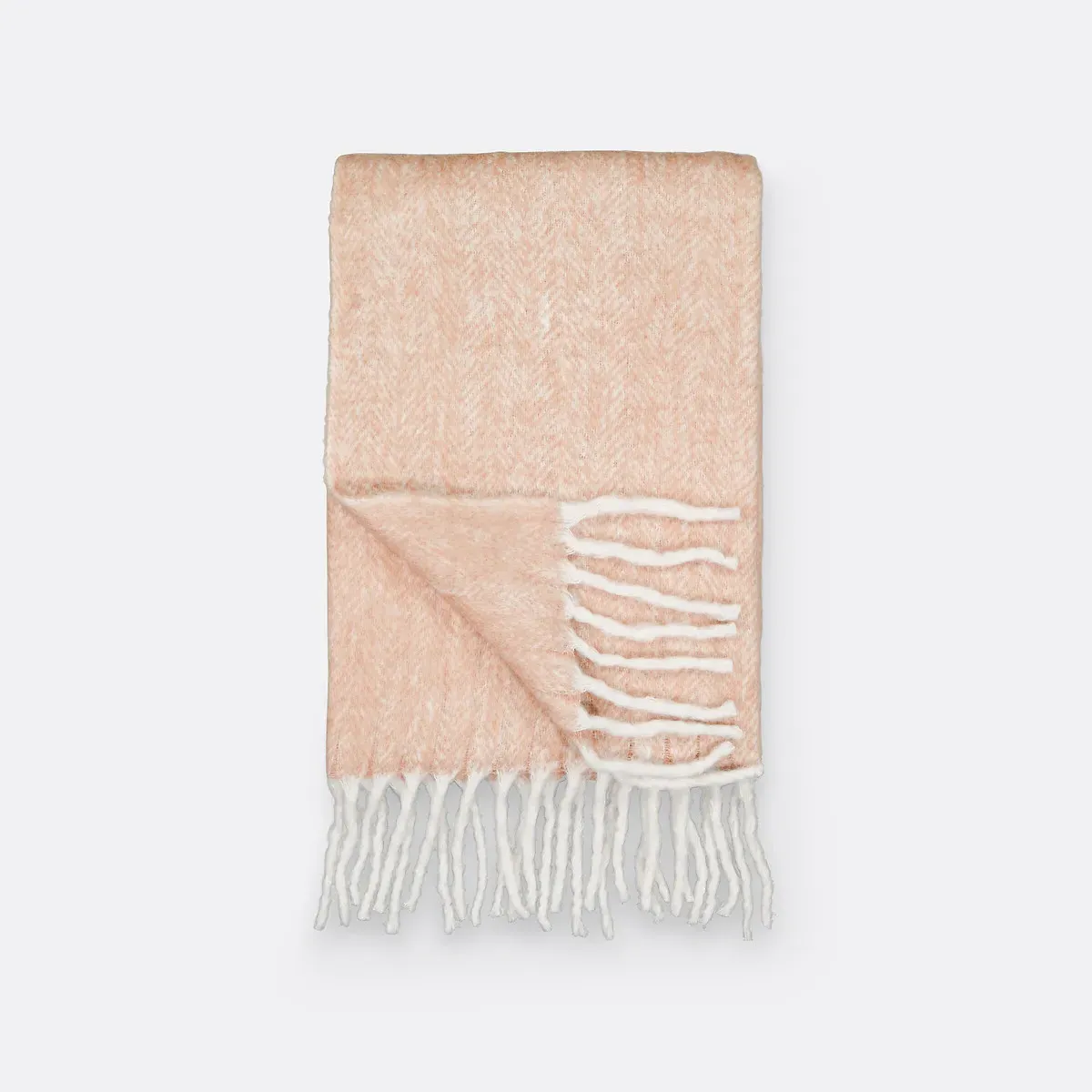Basalm Chevron Blanket with Fringed Trim - Milky Coffee, Acrylic alternate view