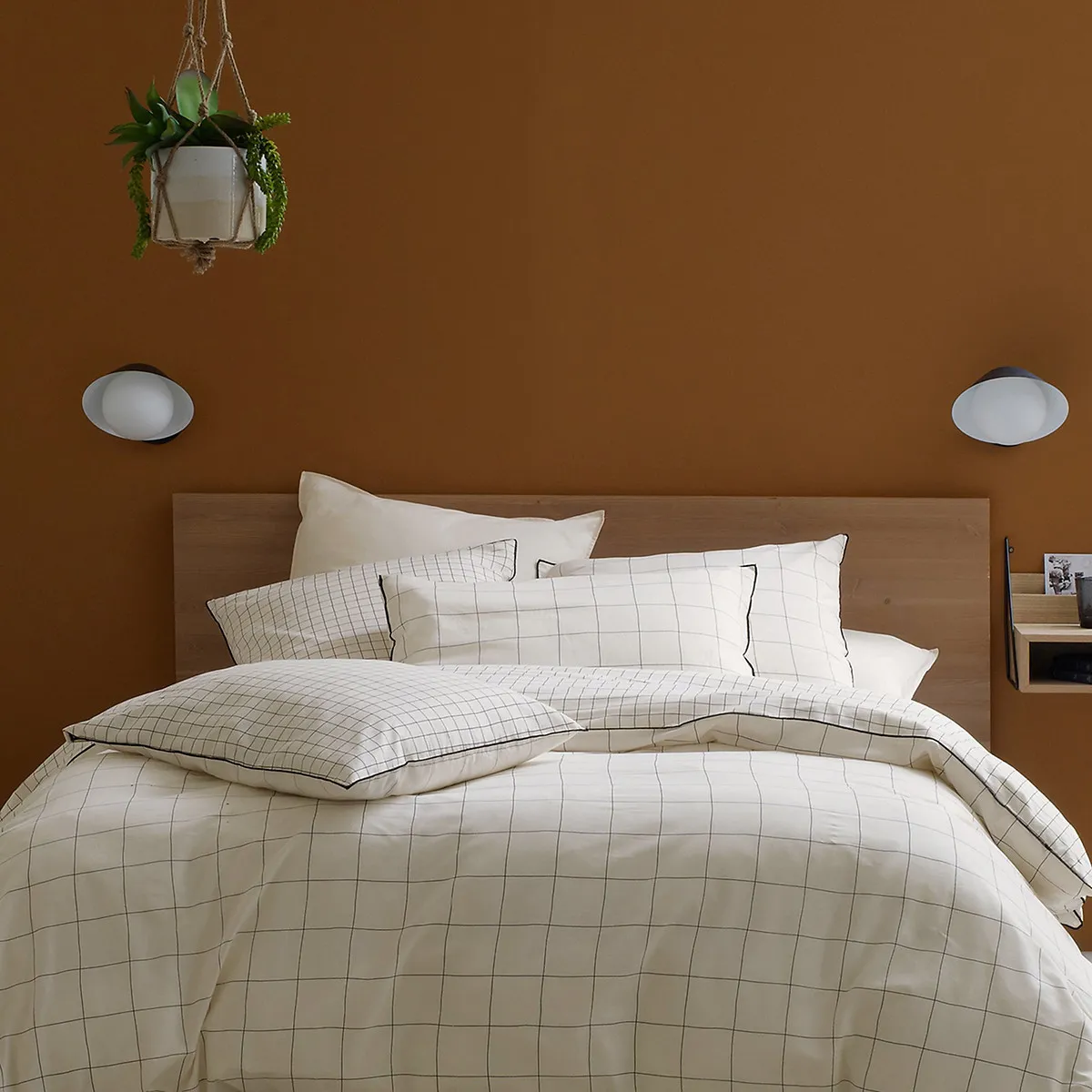 Basile Duvet Cover - Check Print, Washed Cotton product