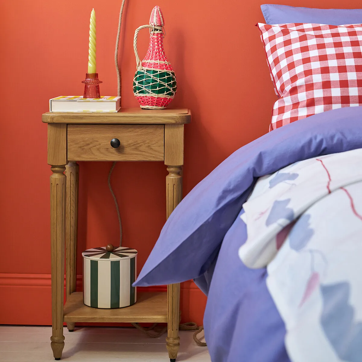 Baudry Bedside Table with Drawer - Oak, Solid Wood alternate view