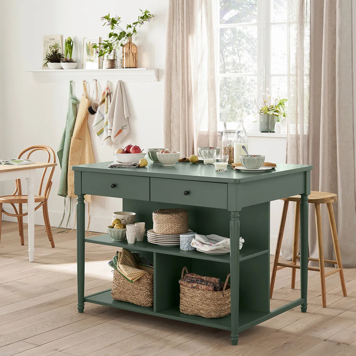 Baudry Kitchen Island with Storage - Green alternate view
