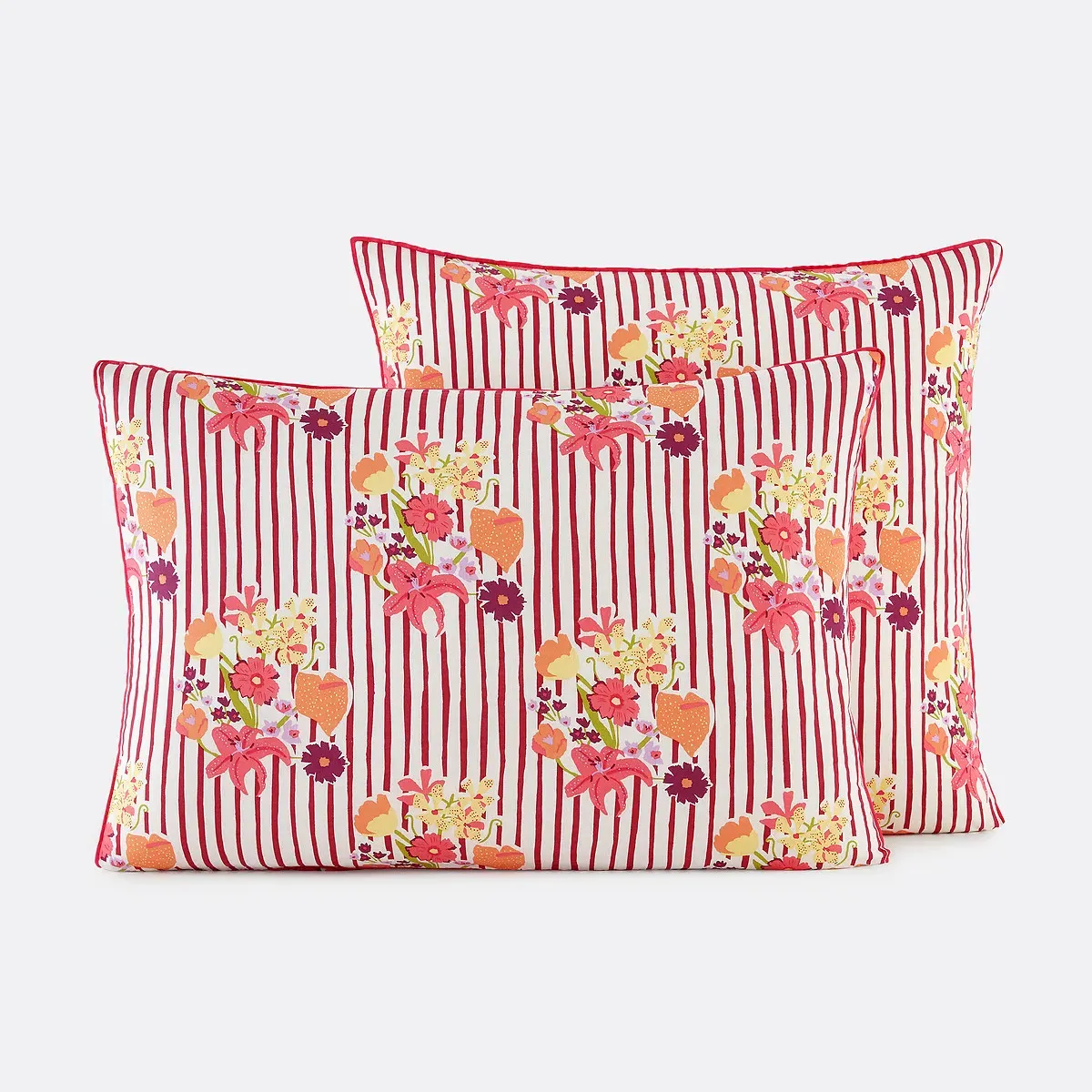 Belardi Striped Floral Pillowcase - Pink, Washed Cotton product