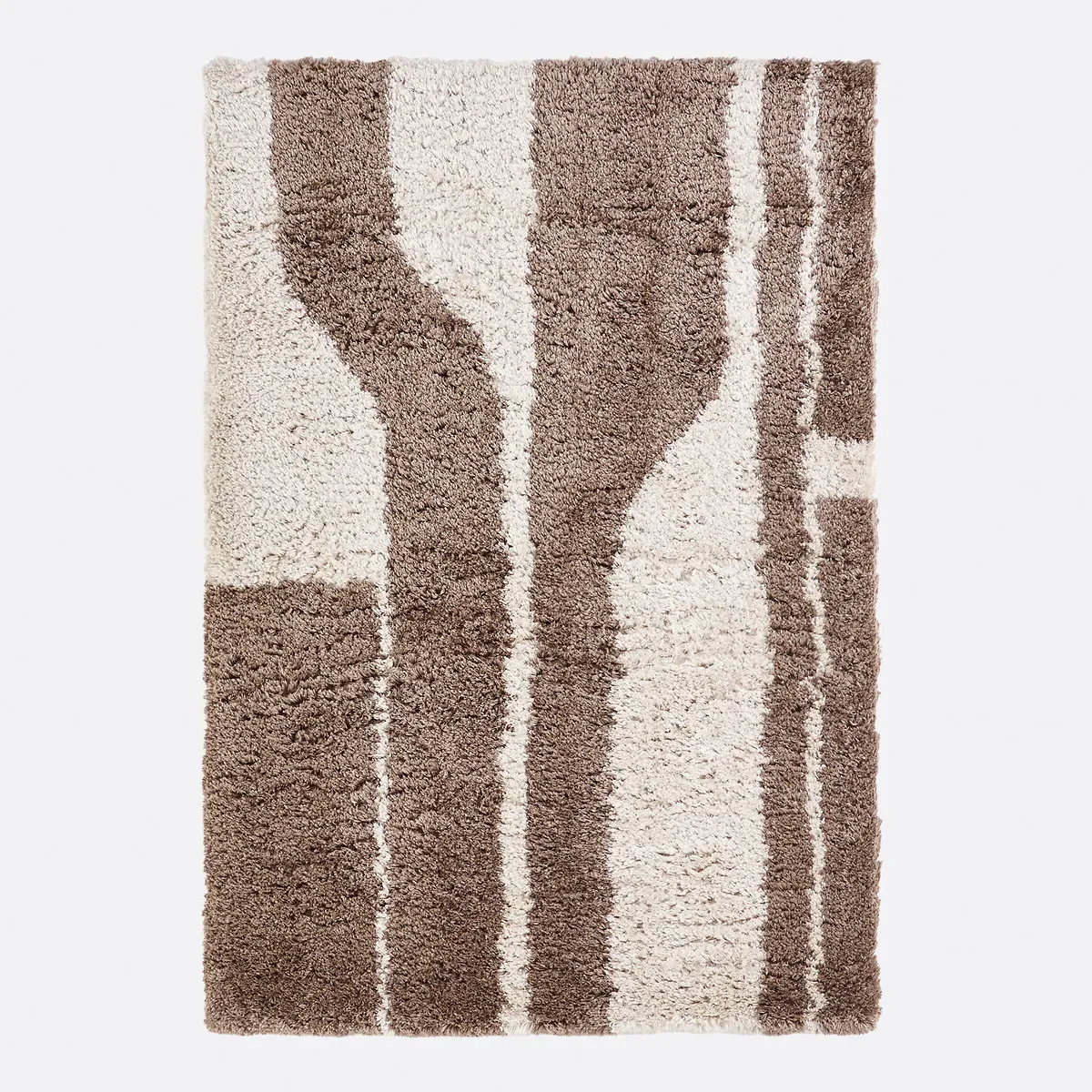 Belsa Abstract Print Long Pile Rug - Ecru, Recycled Polyester product