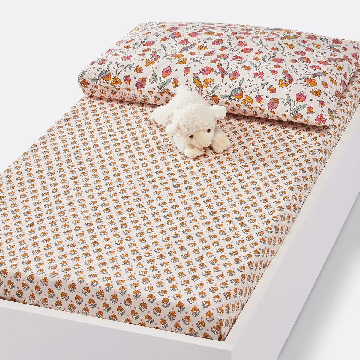 Bertille Floral Cot Fitted Sheet - Pink, Cotton product