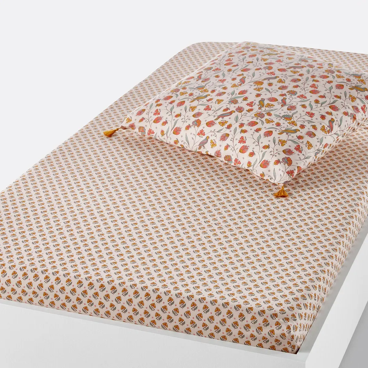 Bertille Single Fitted Sheet - Pink Print, Cotton product
