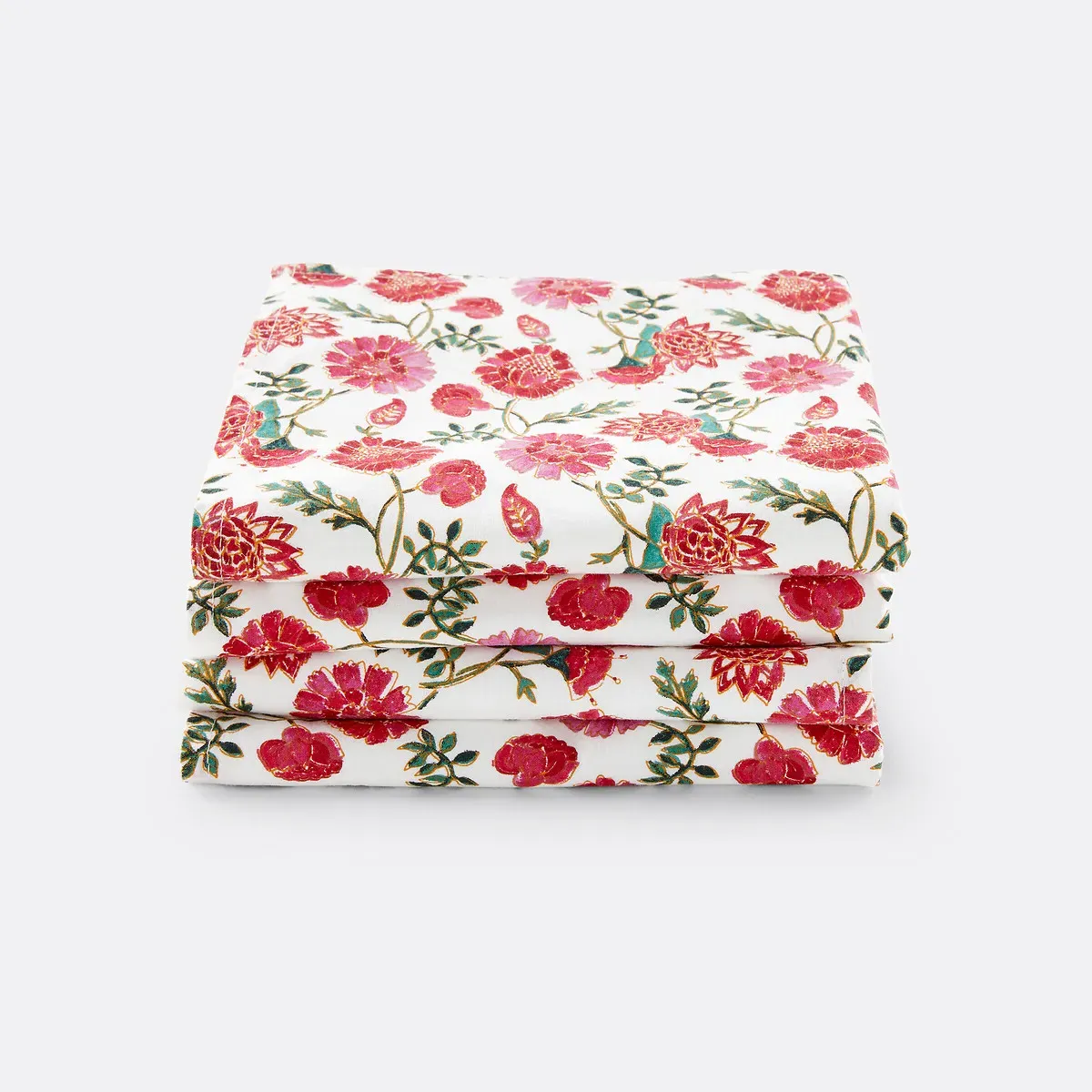 Bhojan Square Cotton Napkins Set of 4 - White, Red product
