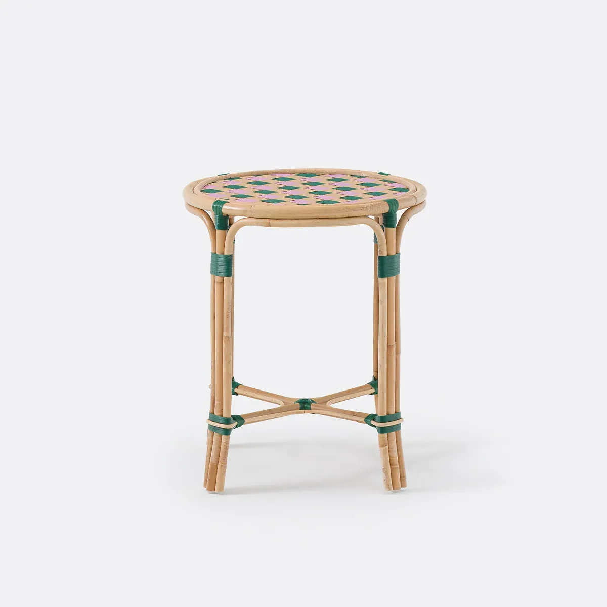 Bianca Round Side Table - Pink, Rattan & Woven Resin alternate view