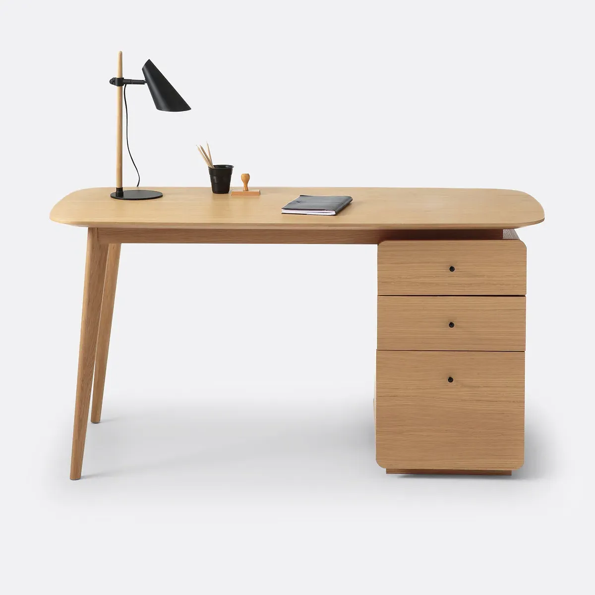Biface 3-Drawer Desk - Oak alternate view