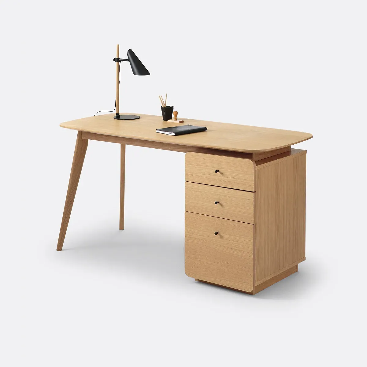 Biface 3-Drawer Desk - Oak product