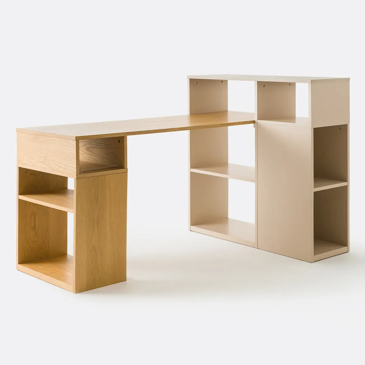 Biface Reversible Corner Desk with Storage - Oak product