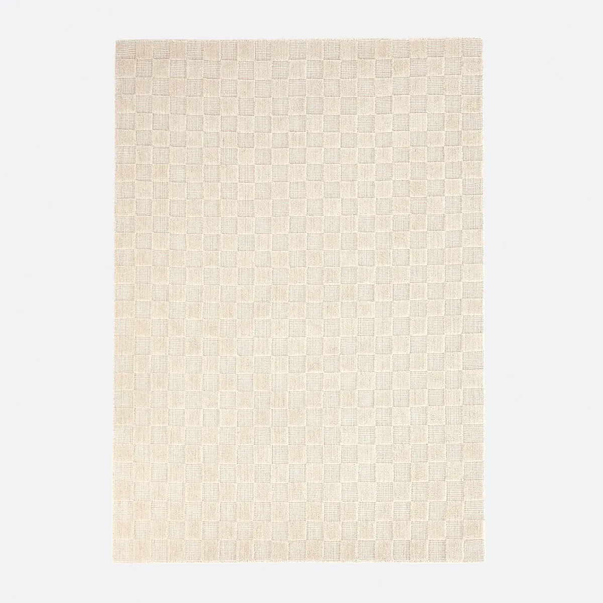 Bilmo Checkerboard Rug - Ecru, Wool product
