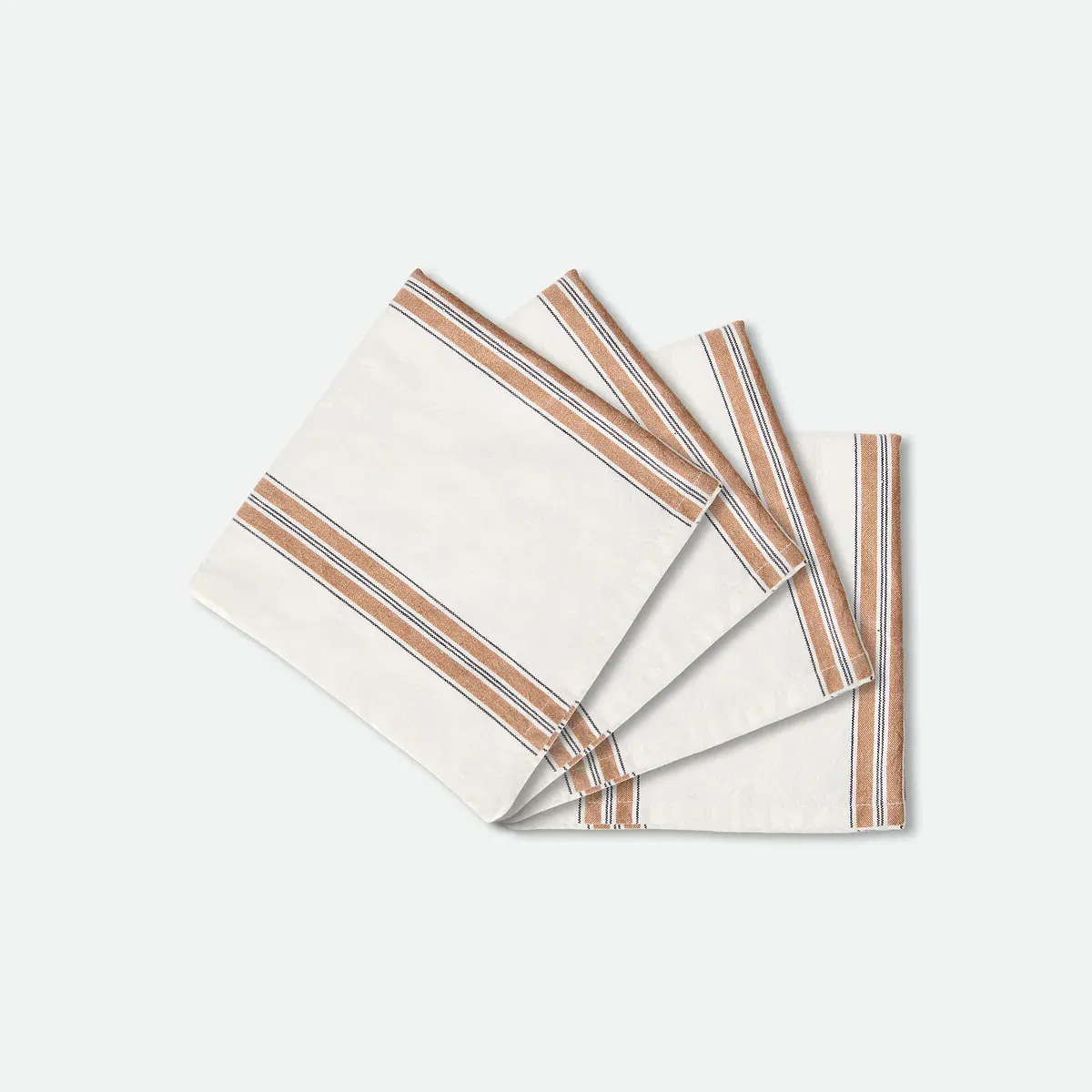 Boisseau Set of 4 Napkins - Ecru Caramel Stripe, Washed Cotton product