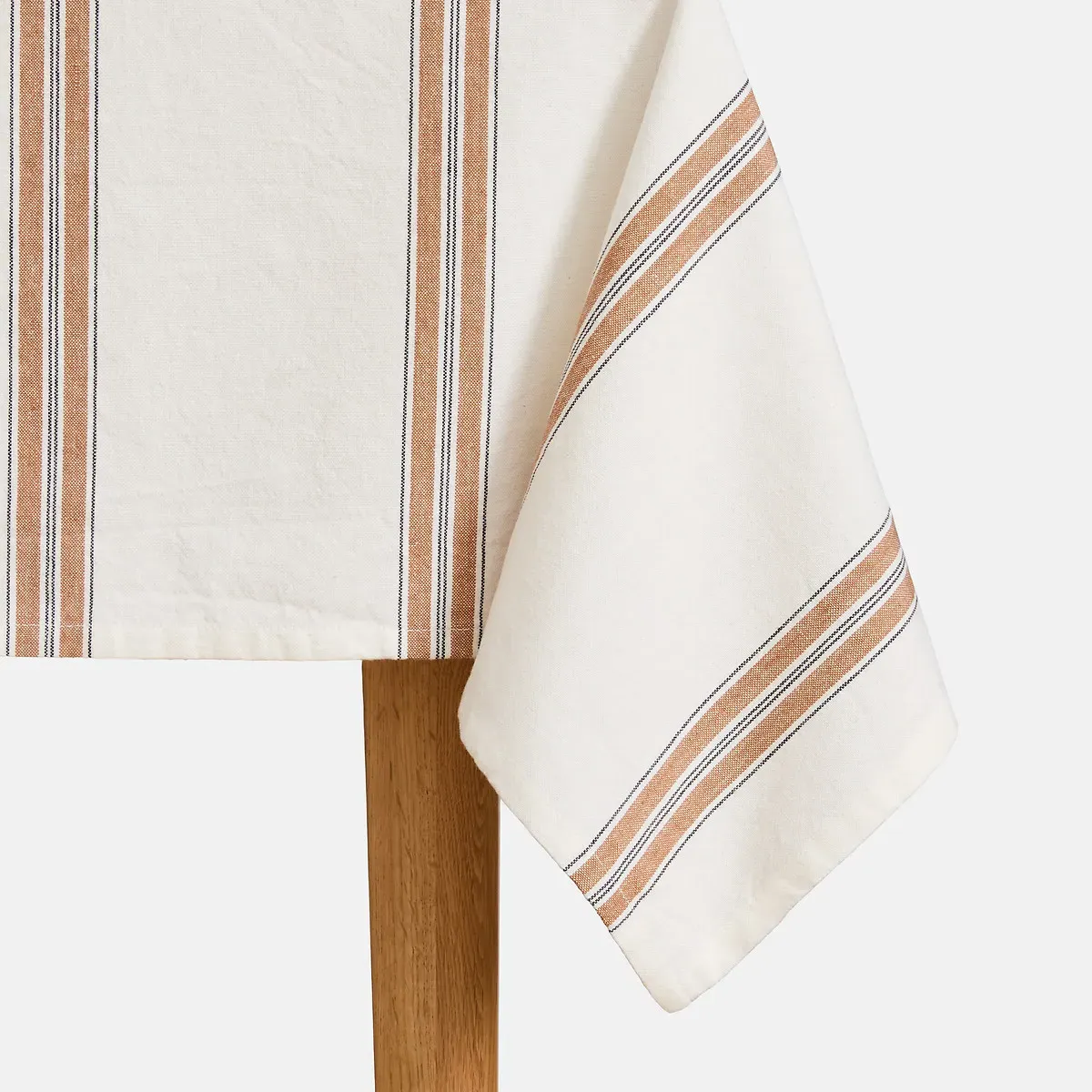 Boisseau Striped Tablecloth - Ecru Caramel, Washed Cotton alternate view