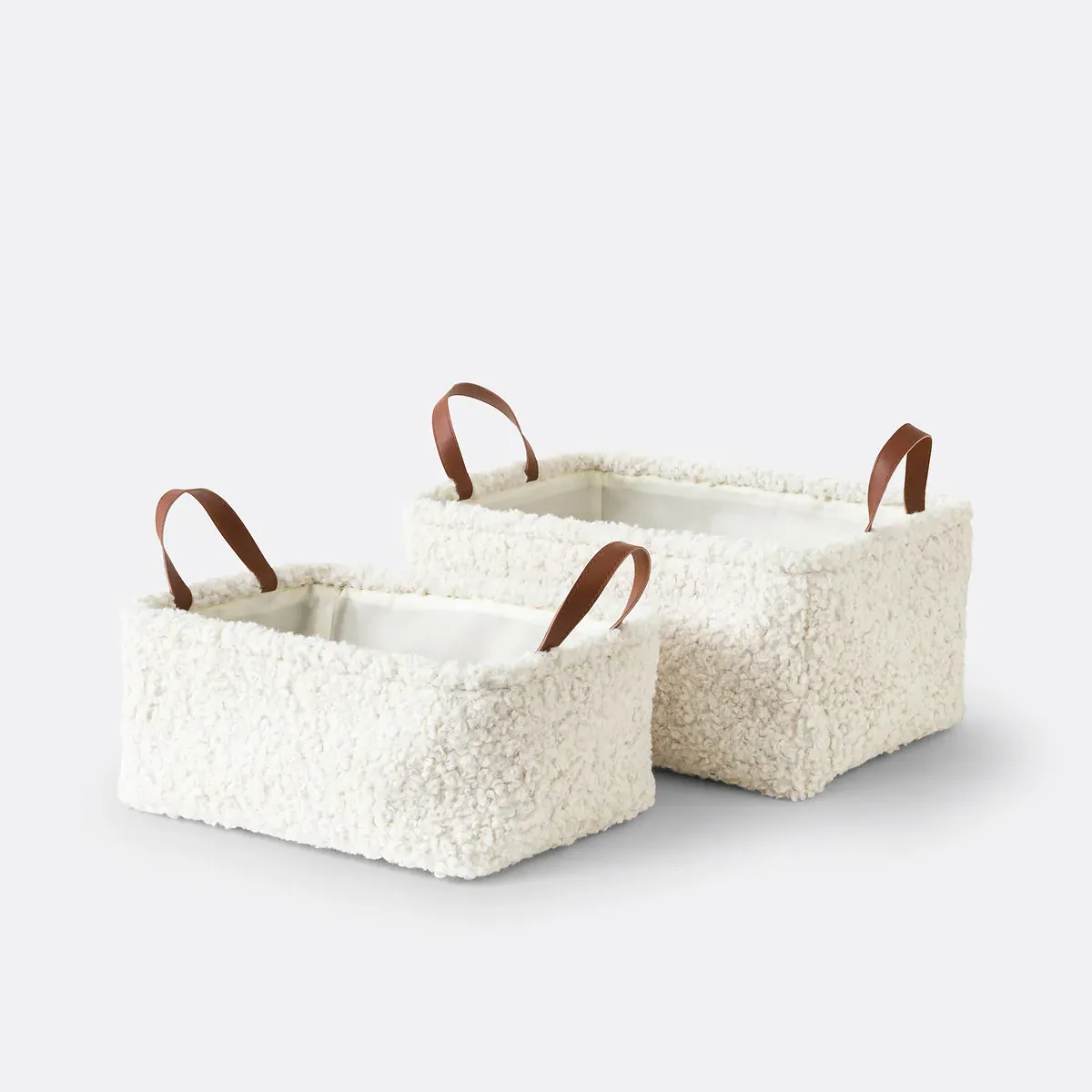 Boklio Bouclette Storage Baskets Set of 2 - Ecru, Polyester product