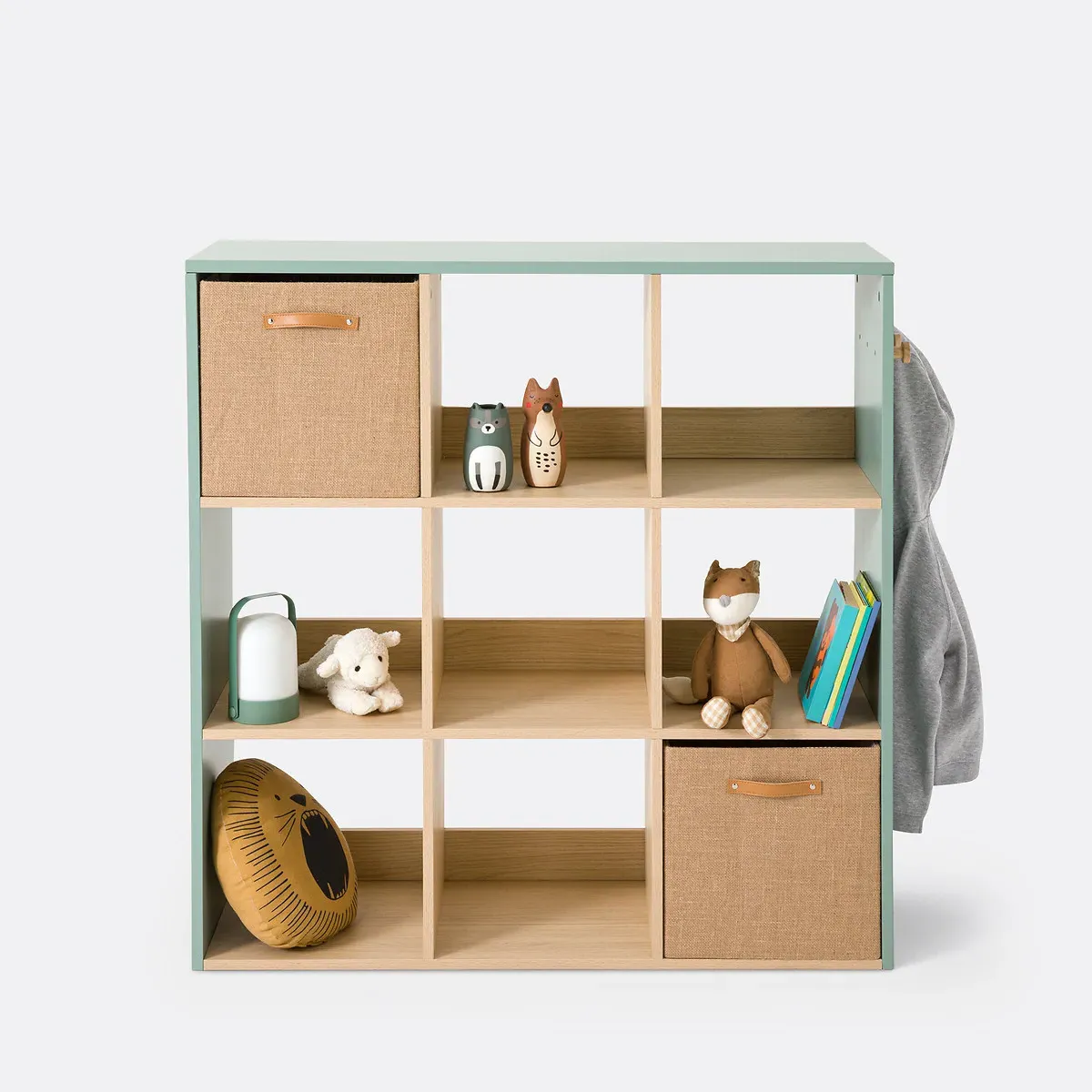 Bookie 9-Compartment Storage Unit - Grey-Green, MDF alternate view