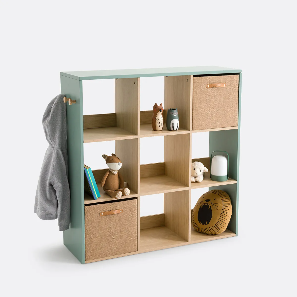 Bookie 9-Compartment Storage Unit - Grey-Green, MDF product