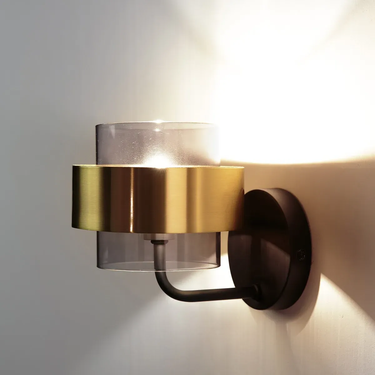 Botello Glass Wall Light - Black, Brass alternate view