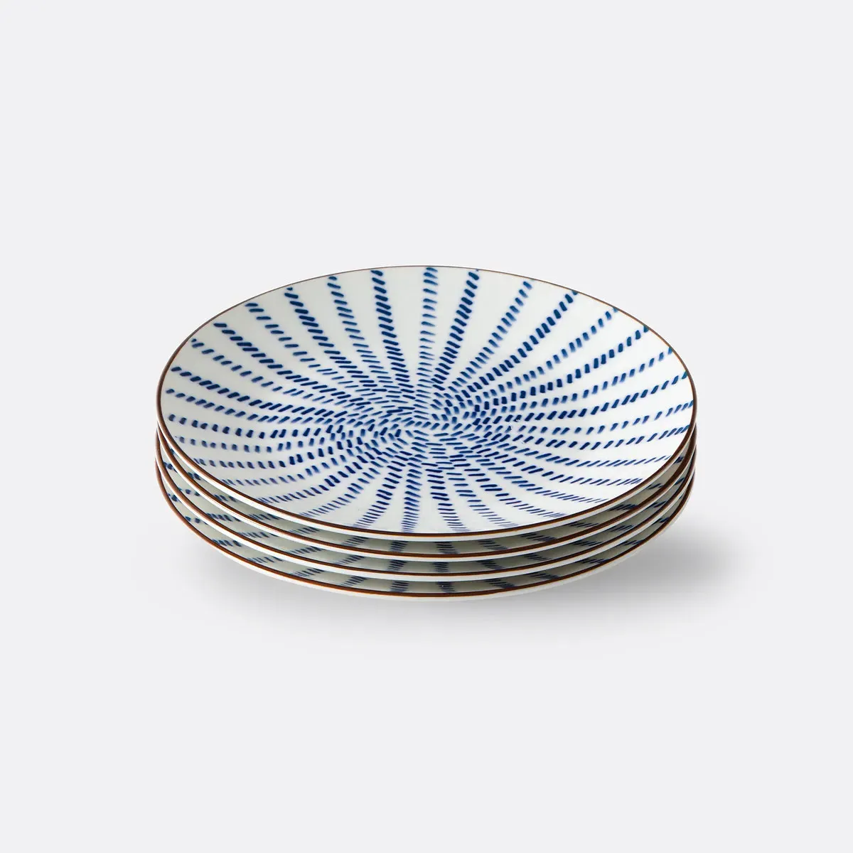 Bowlia Ray Pattern Dessert Plates, Set of 4 - Blue, White product