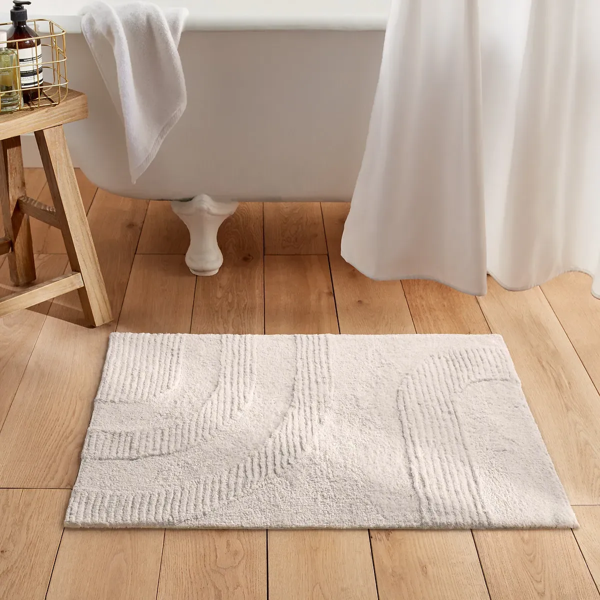 Brimo Tufted Bath Mat - Ecru, Cotton product