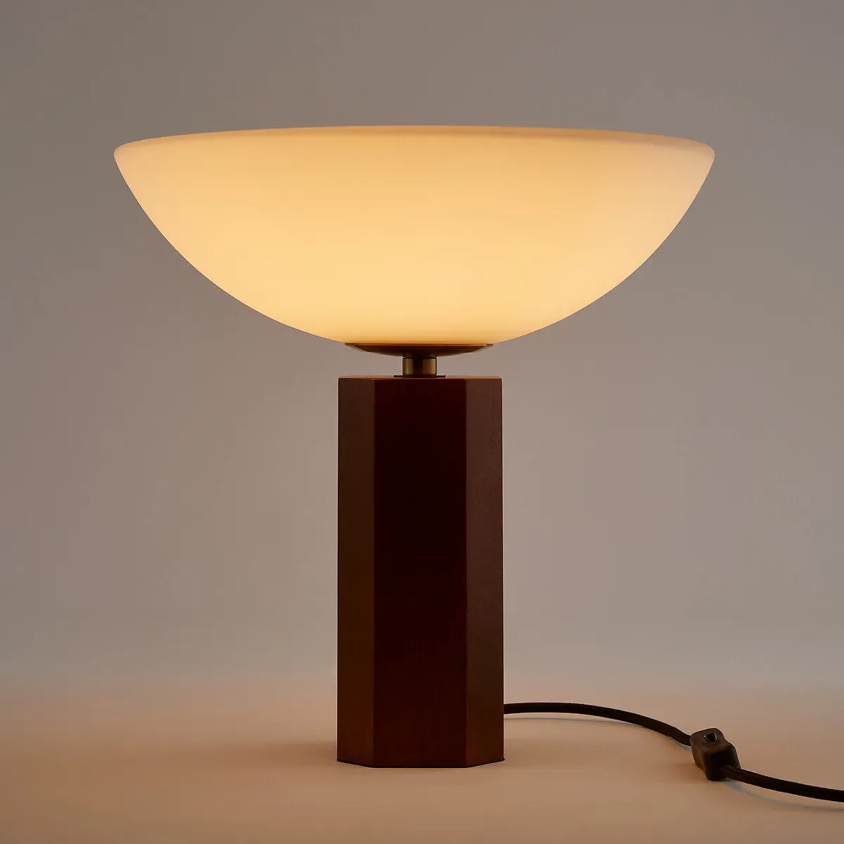 Brua Opal Glass Table Lamp - Brown, Oak alternate view