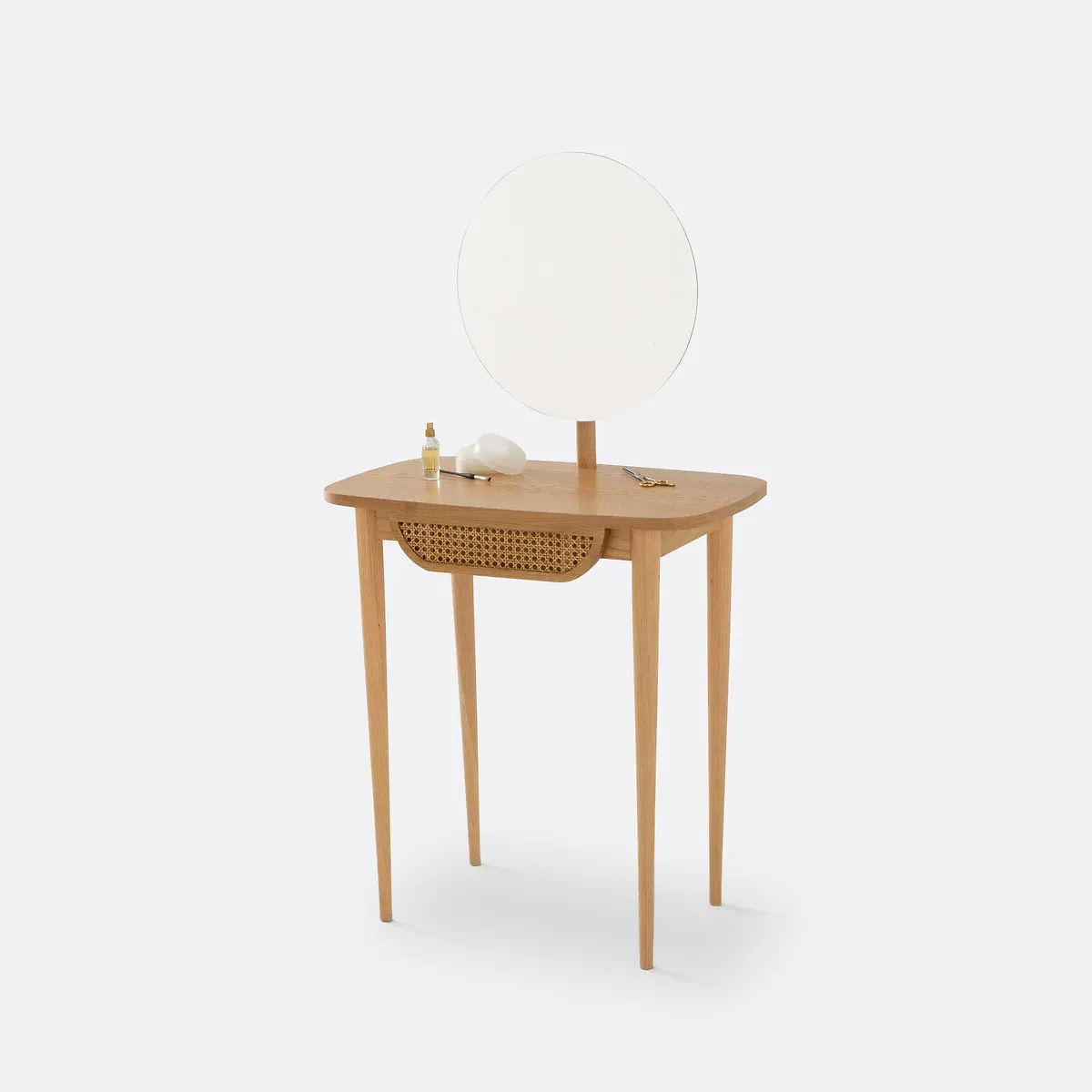 Buisseau Dressing Table with Mirror - Oak, Rattan alternate view