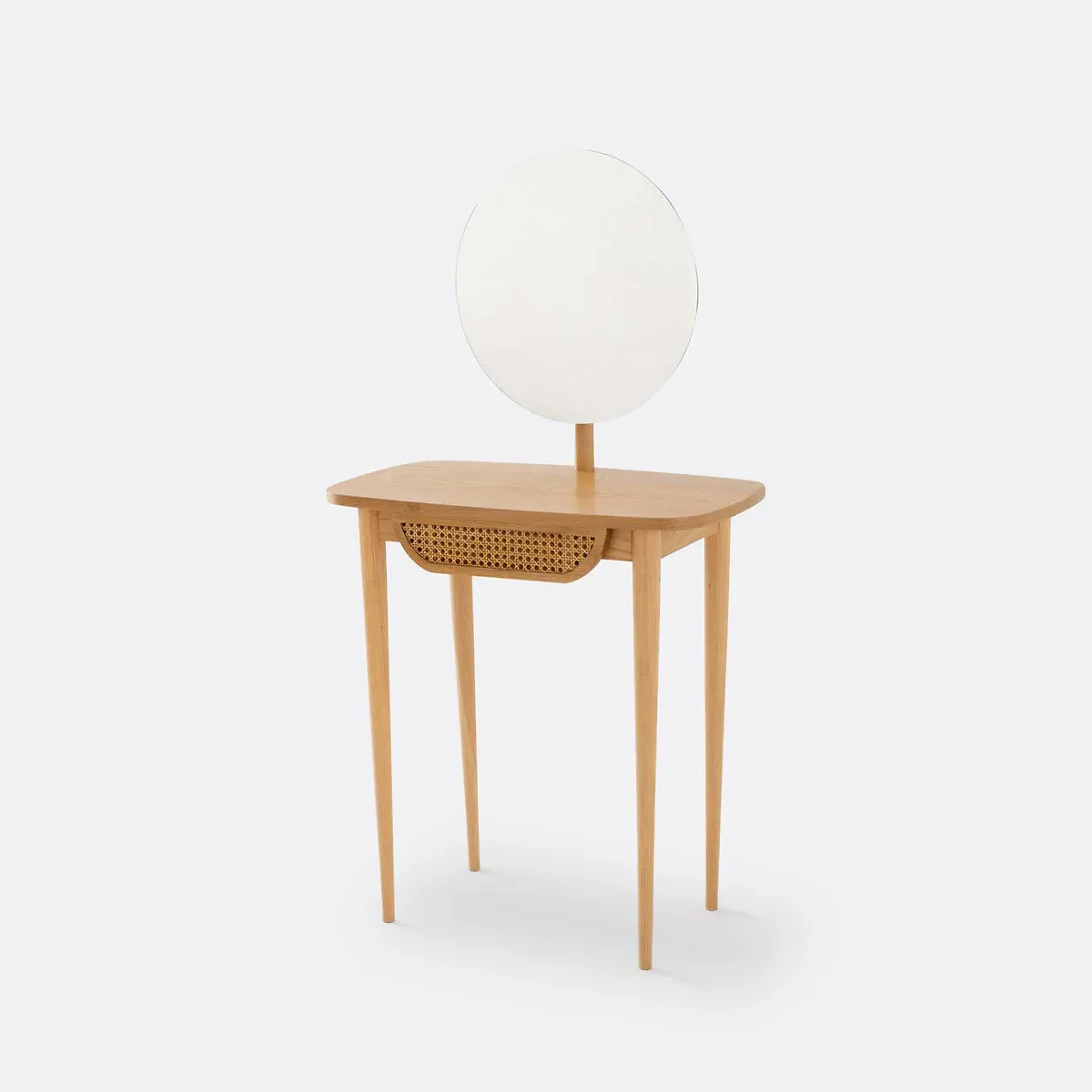 Buisseau Dressing Table with Mirror - Oak, Rattan product