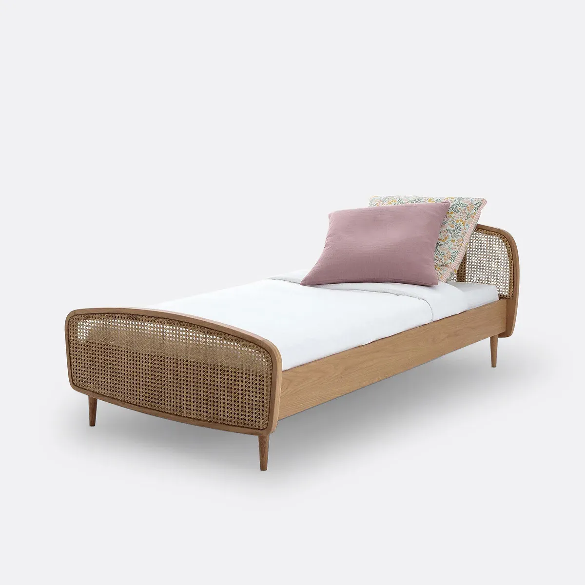 Buisseau Single Bed Frame - Oak, Rattan Cane product