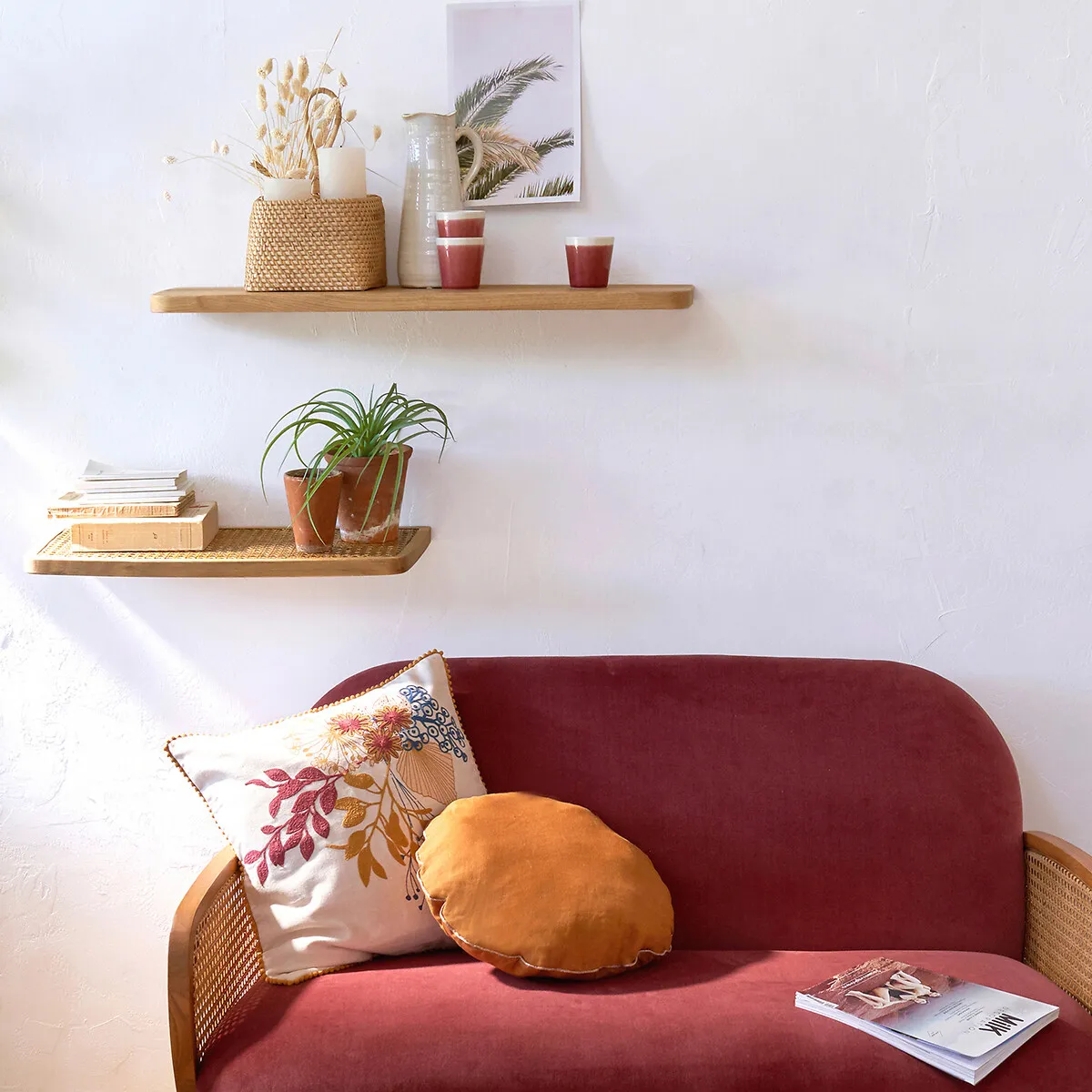 Buisseau Wall Shelves Set of 2 - Oak, Cane alternate view