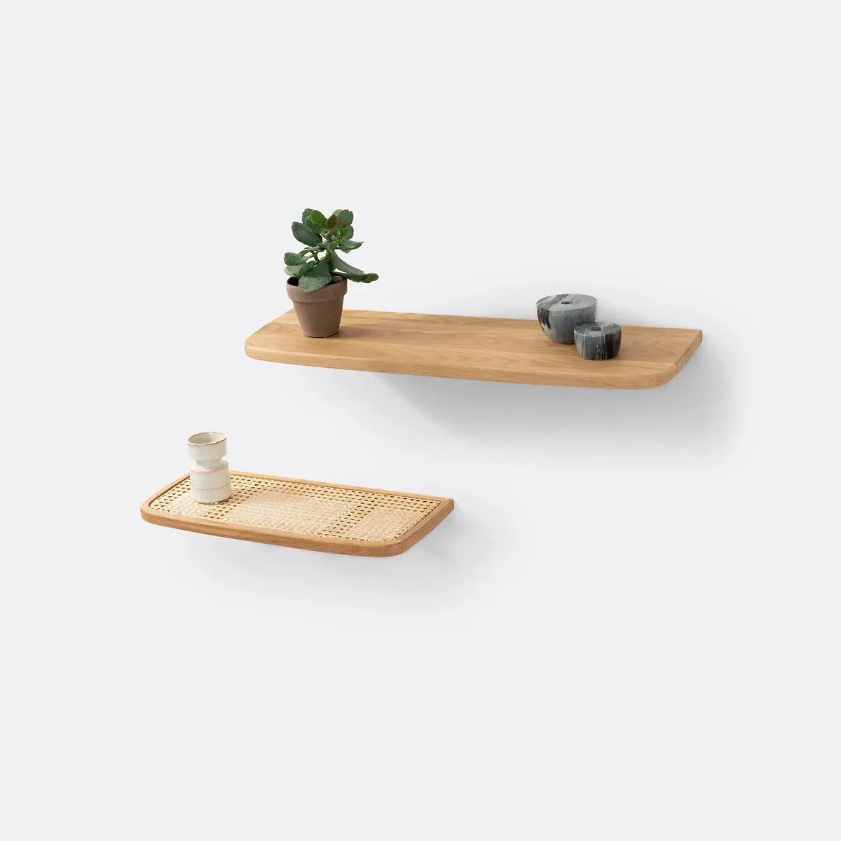 Buisseau Wall Shelves Set of 2 - Oak, Cane product