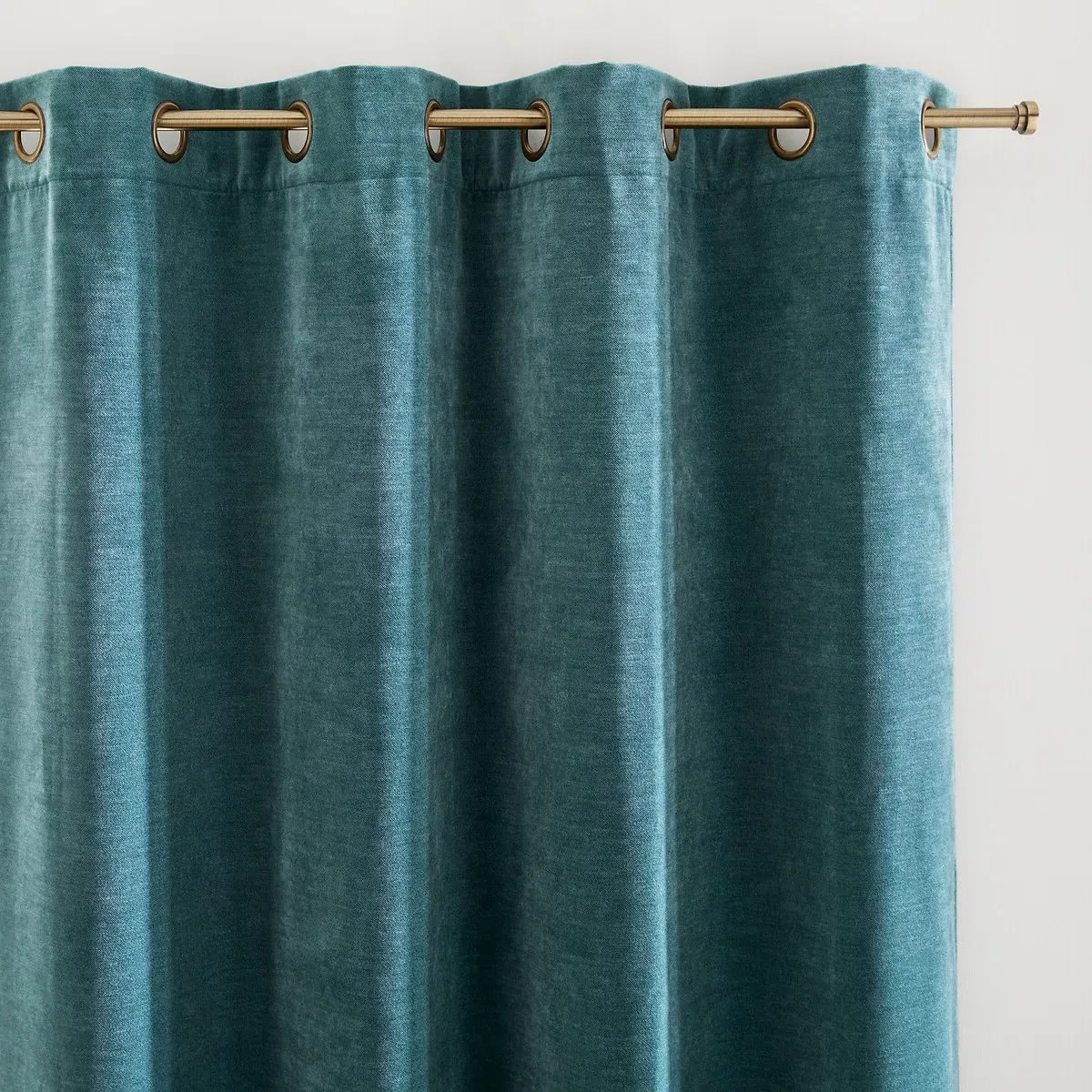 Calda Eyelet Curtain with Velvet Look - Peacock Blue, Chenille product
