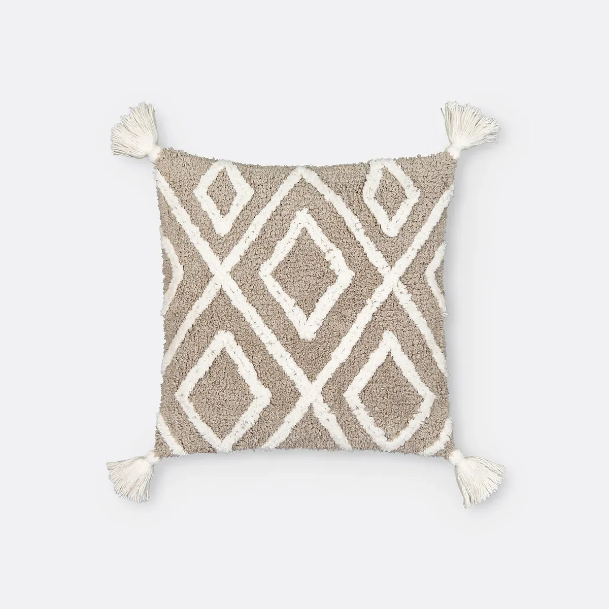 Cali Geometric Tufted Cushion Cover with Tassels - Naturel, Cotton alternate view