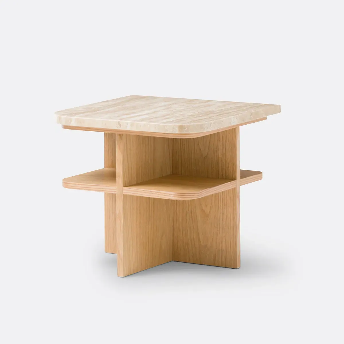 Caliste Bedside Table with Storage - Oak, Travertine product