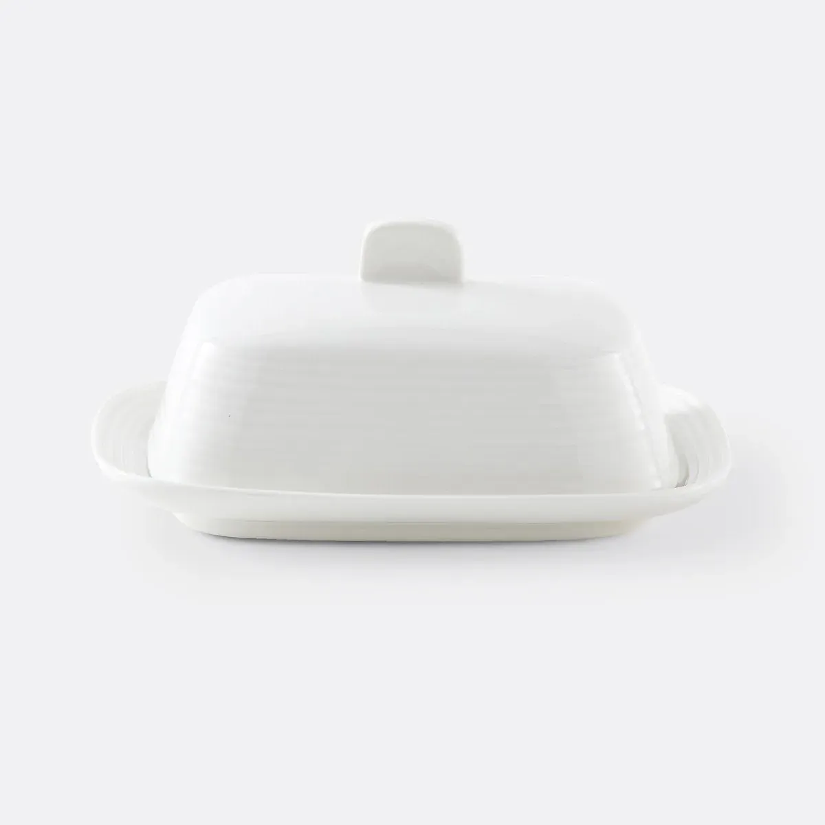 Calixte Butter Dish - White, Porcelain alternate view