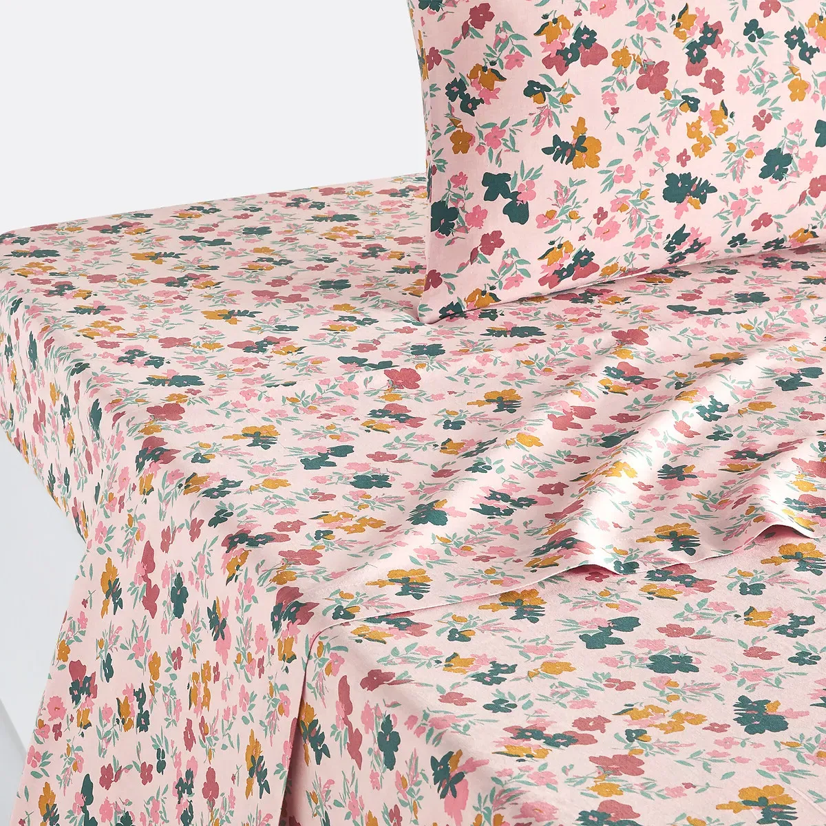 Callas Floral Flat Sheet - Pink, Washed Cotton product