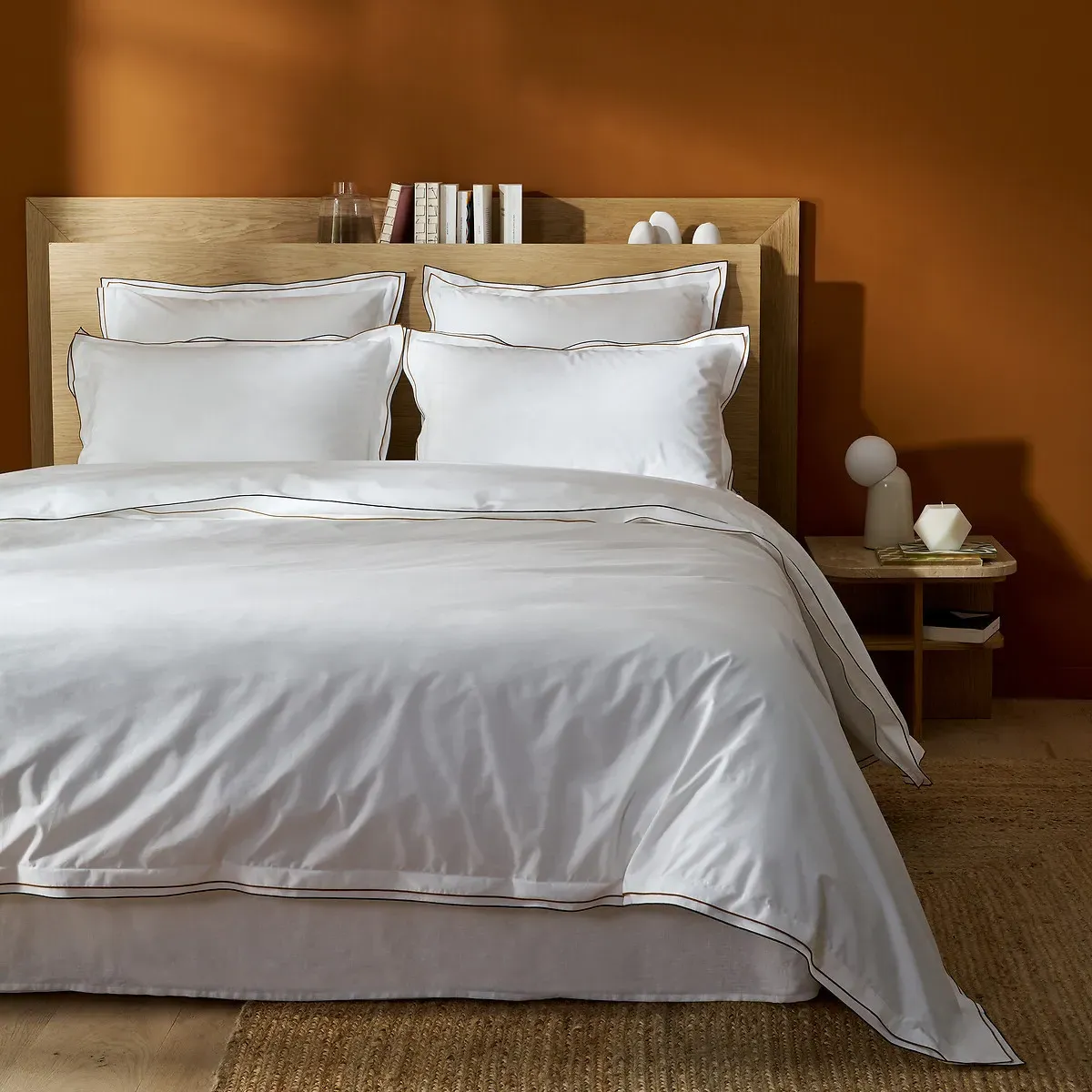 Camila Pillowcase - White, Egyptian Cotton Percale alternate view