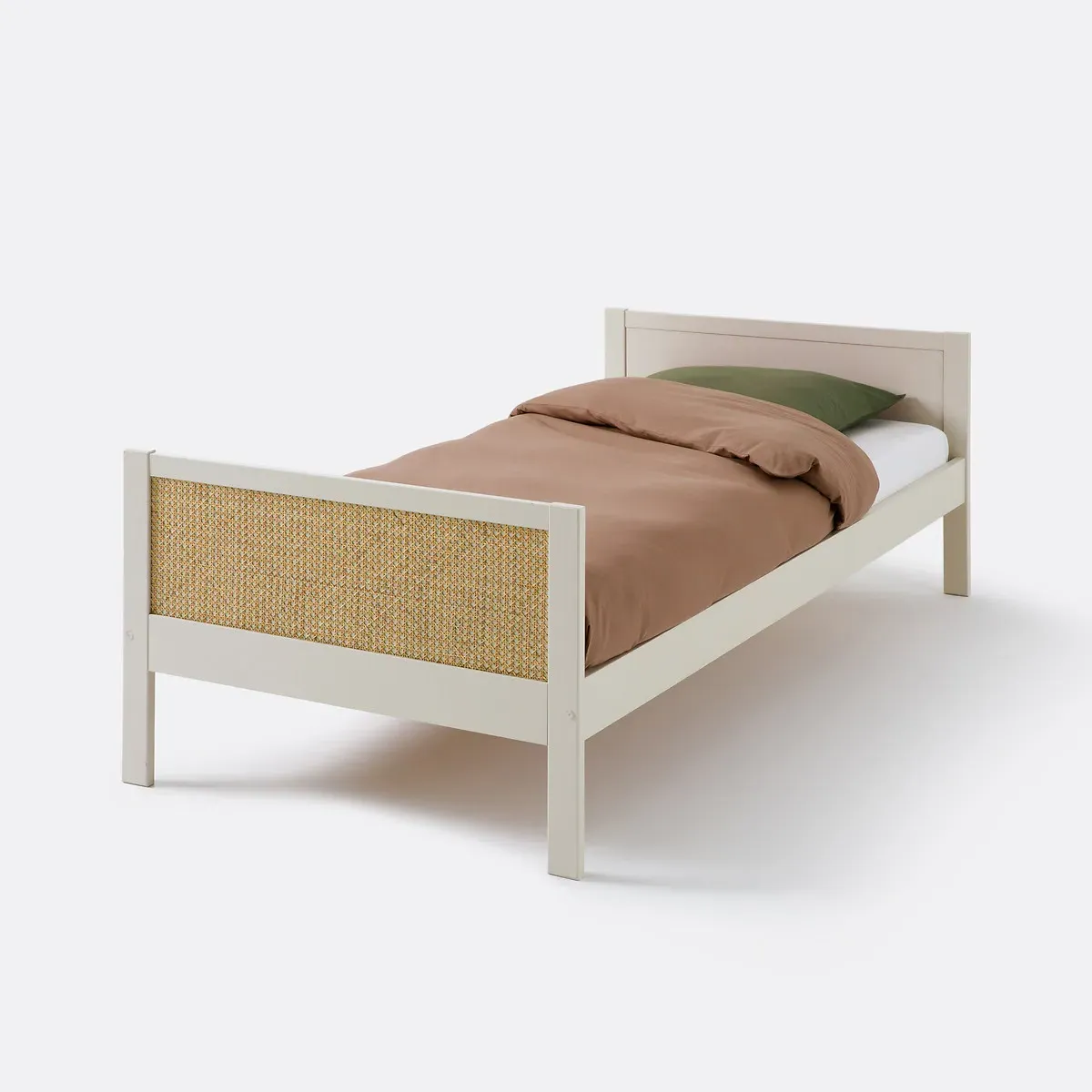 Caneo Single Bed with Bed Base - Beige, Rattan Cane product