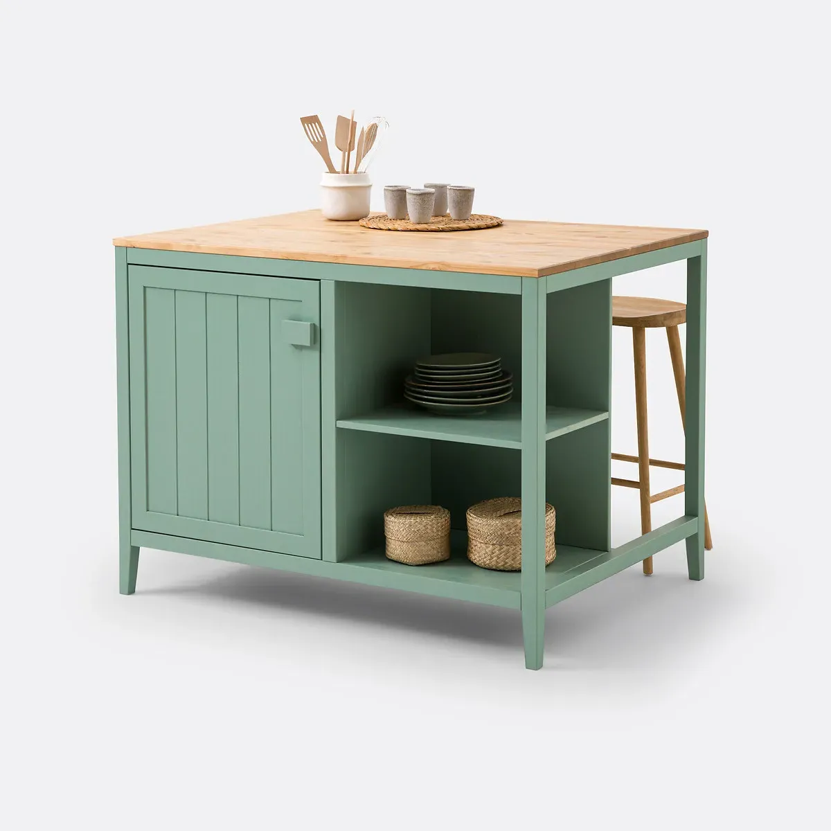 Carlos Kitchen Island with Storage - Solid Pine product