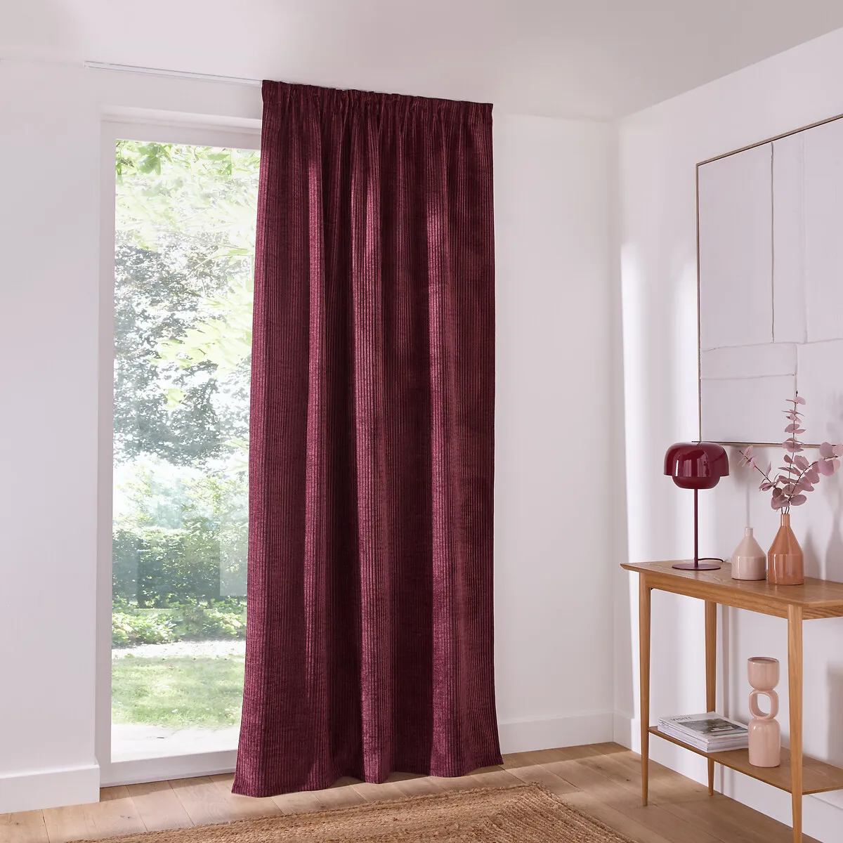 Carly Curtain Pencil Pleat/Wave Header - Burgundy, Corduroy alternate view